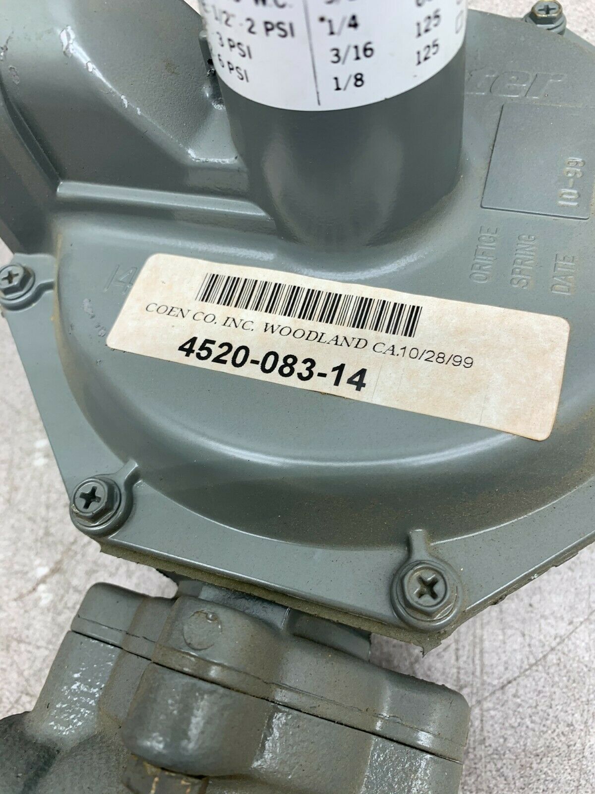 NEW NO BOX COEN PRESSURE REGULATOR 4520-083-14