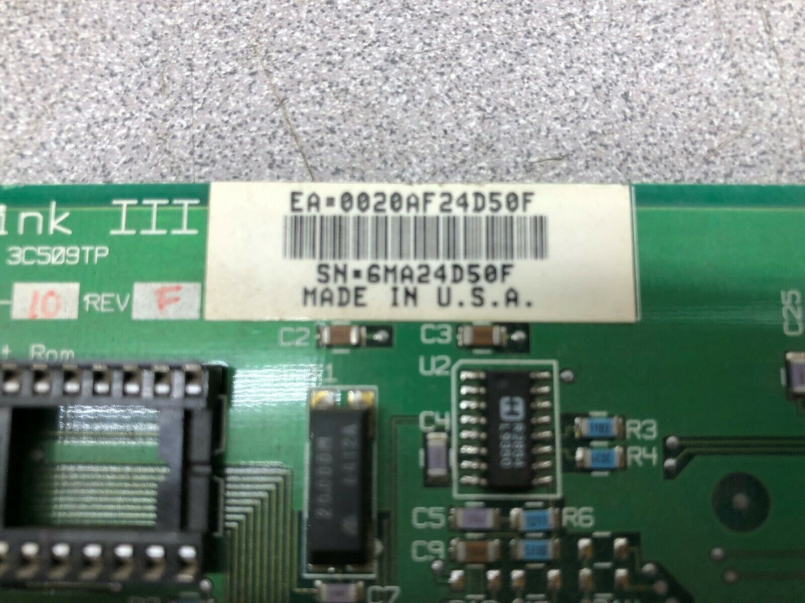 USED 3 COM ETHERLINK III BOARD 8352-10 REV F / EA=0020AF24D50F