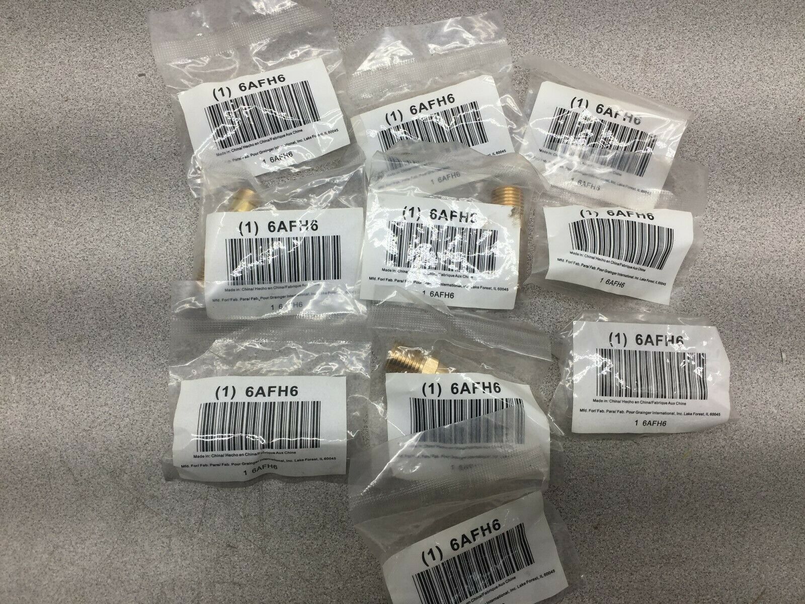 NEW IN BAG (LOT OF 10) GRAINGER 3/8" BARB 1/4"NPT BRASS FITTING 6AFH6