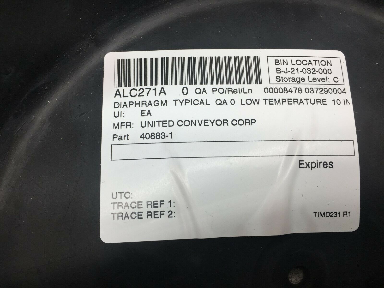 NEW NO BOX (LOT OF 6) UNITED CONVEYOR LOW TEMPERATURE 12 3/8 DIAPHRAMGM 40883-1