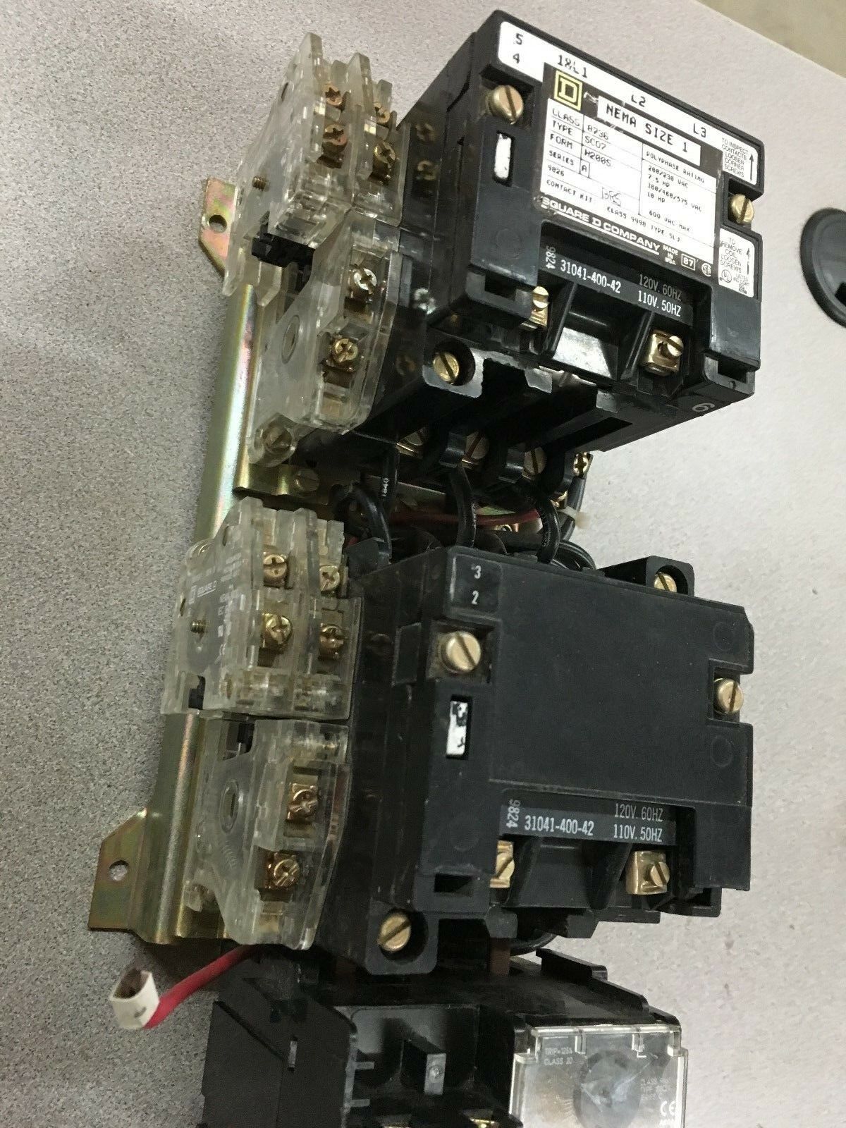 NEW SQUARE D SIZE 1 CONTACTOR 8736 SC07 FORM H200S WITH 9065 SSC20 MOTORLOGIC