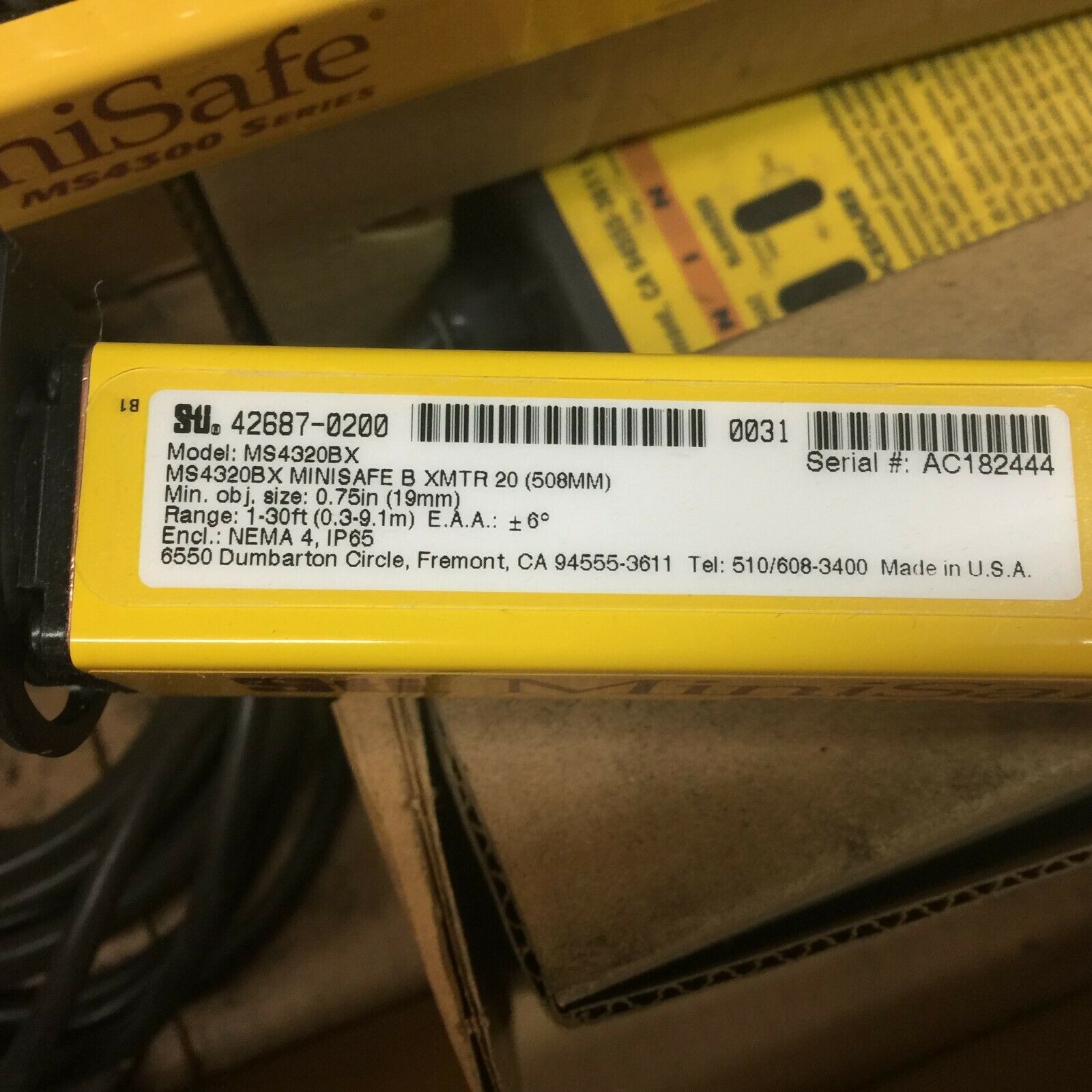 NEW IN BOX STI MINISAFE 20" LIGHT CURTAIN ASSY (EMMITTER / RECEIVER / CONTROLLER