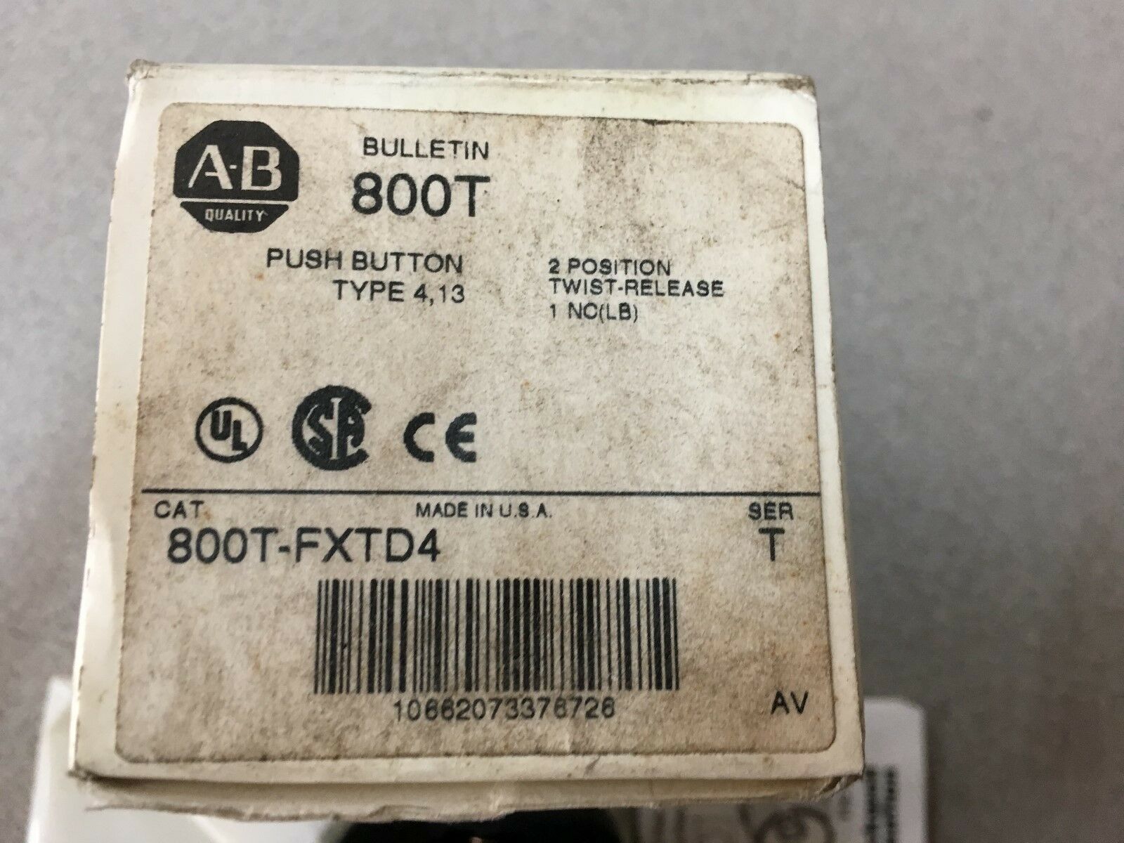 NEW IN BOX ALLEN BRADLEY PUSH BUTTON 800T-FXDT4 SERIES T
