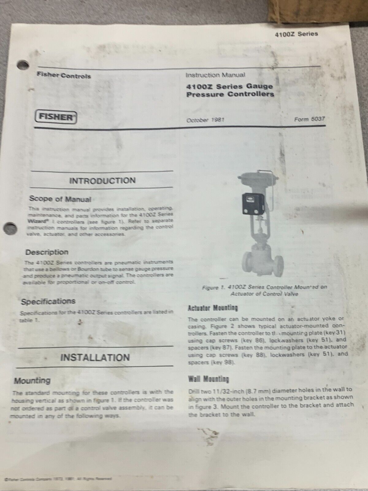 NEW IN BOX FISHER WIZARD PRESSURE CONTROLLER 4100ZR