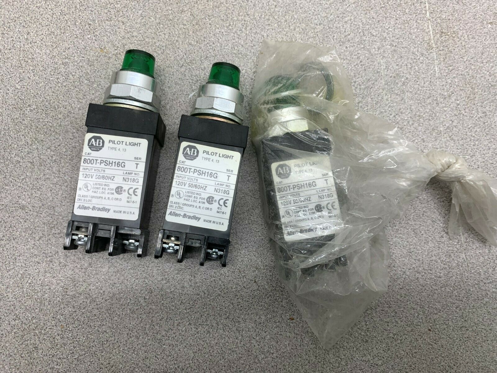 LOT OF 3 NEW NO BOX ALLEN BRADLEY PILOT LIGHT 800T-PSH16G