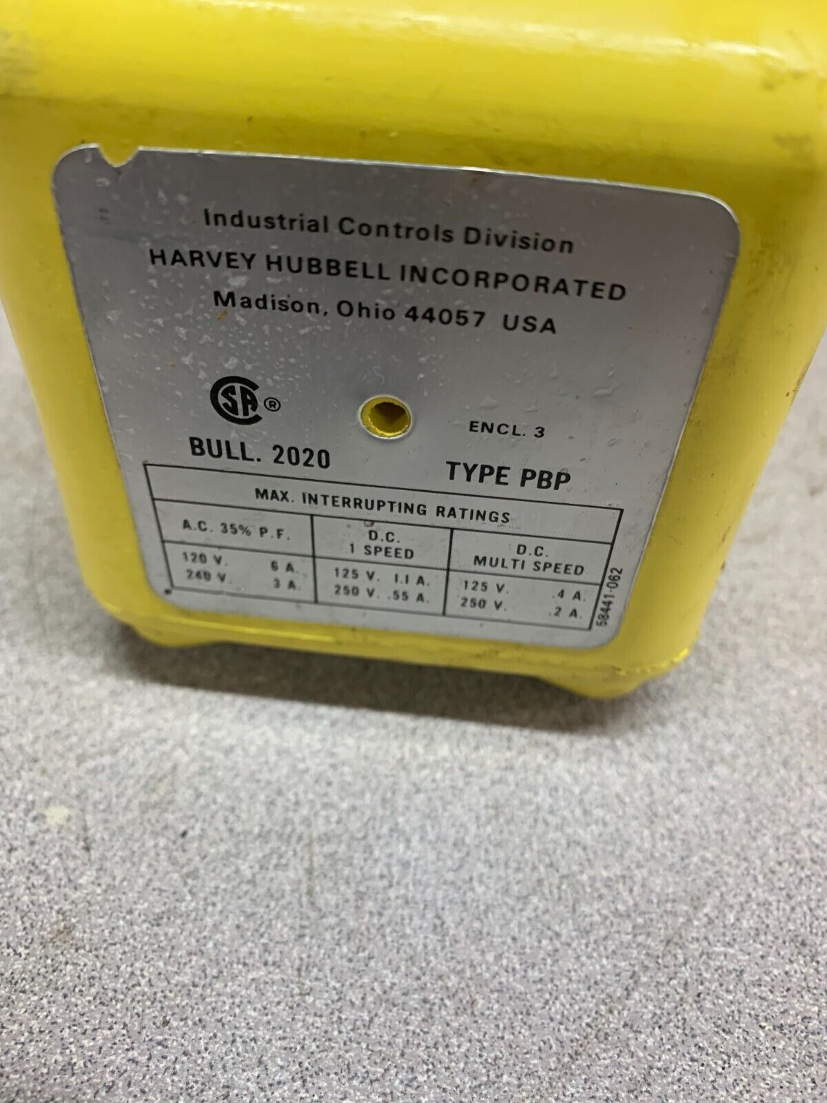 USED HUBBELL START STOP PUSHBUTTON STATION 2020 PBP