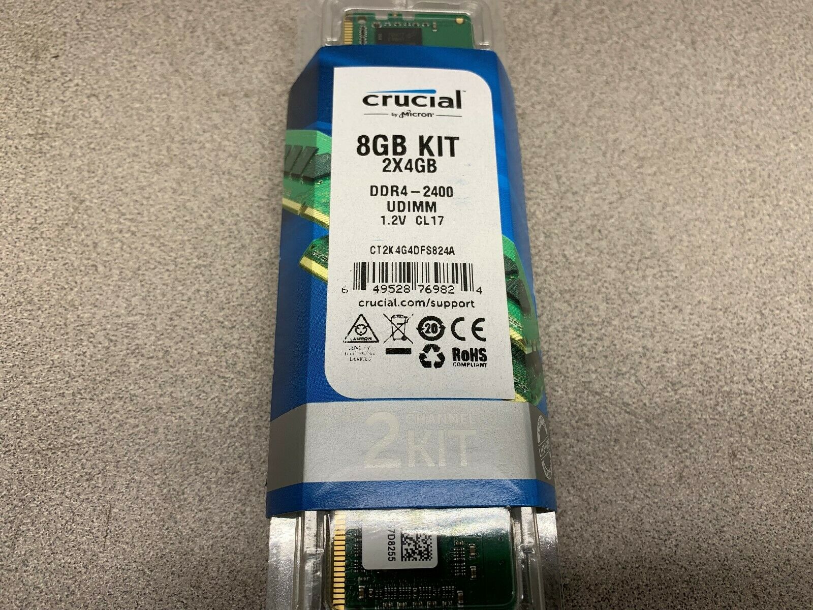 NEW MICRON CRUCIAL 8GB 2X4GB KIT MEMORY DDR4-2400
