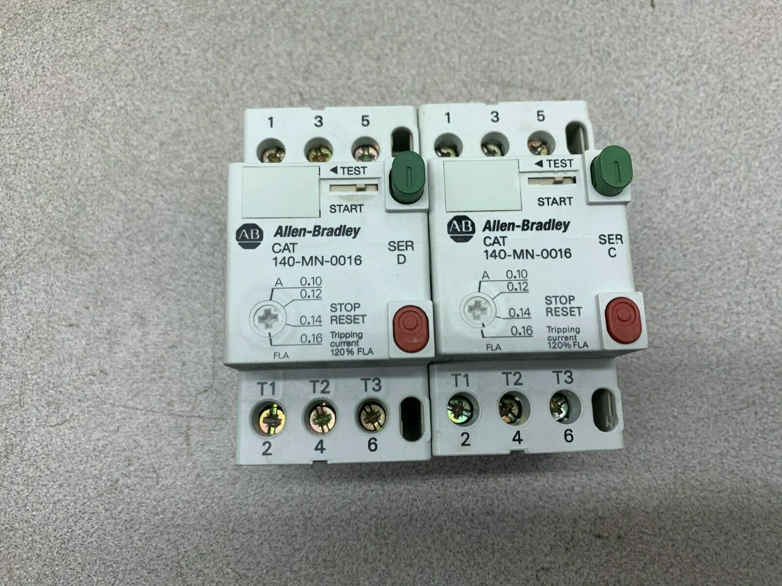 LOT OF 2 USED ALLEN BRADLEY MOTOR STARTER 140-MN-0016