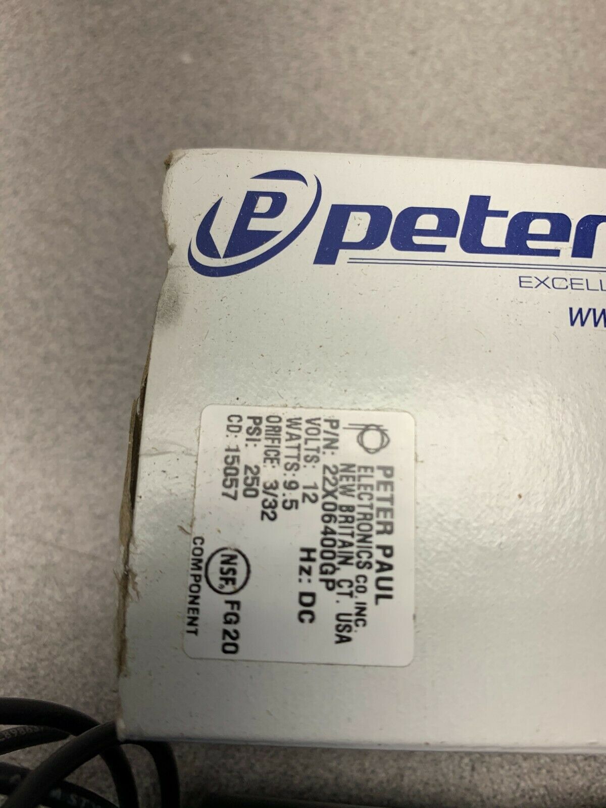 NEW IN BOX PETER PAUL VALVE 22X06400GP