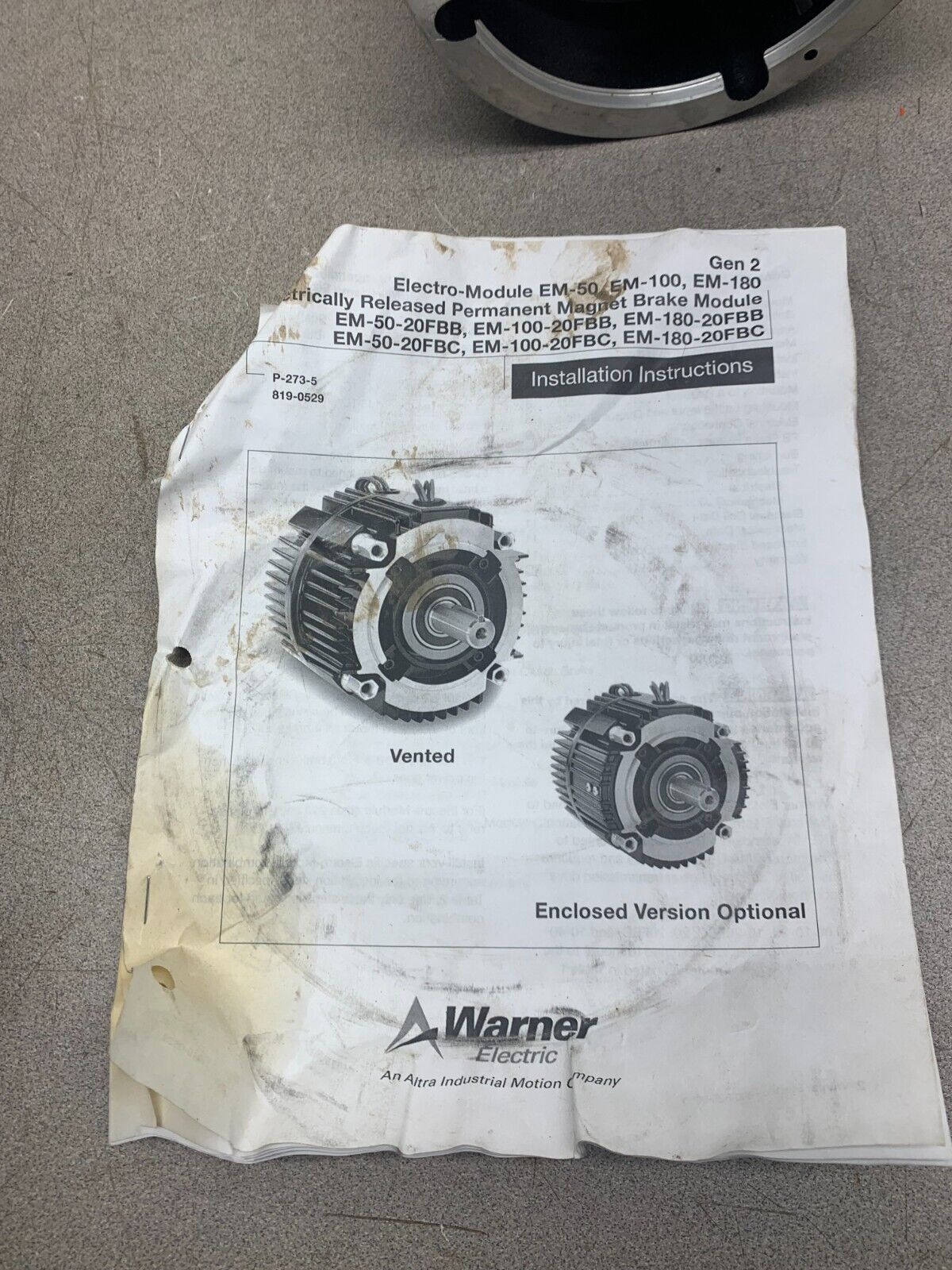 NEW NO BOX WARNER ELECTRIC EM-50-20 BRAKE 5370-169-225