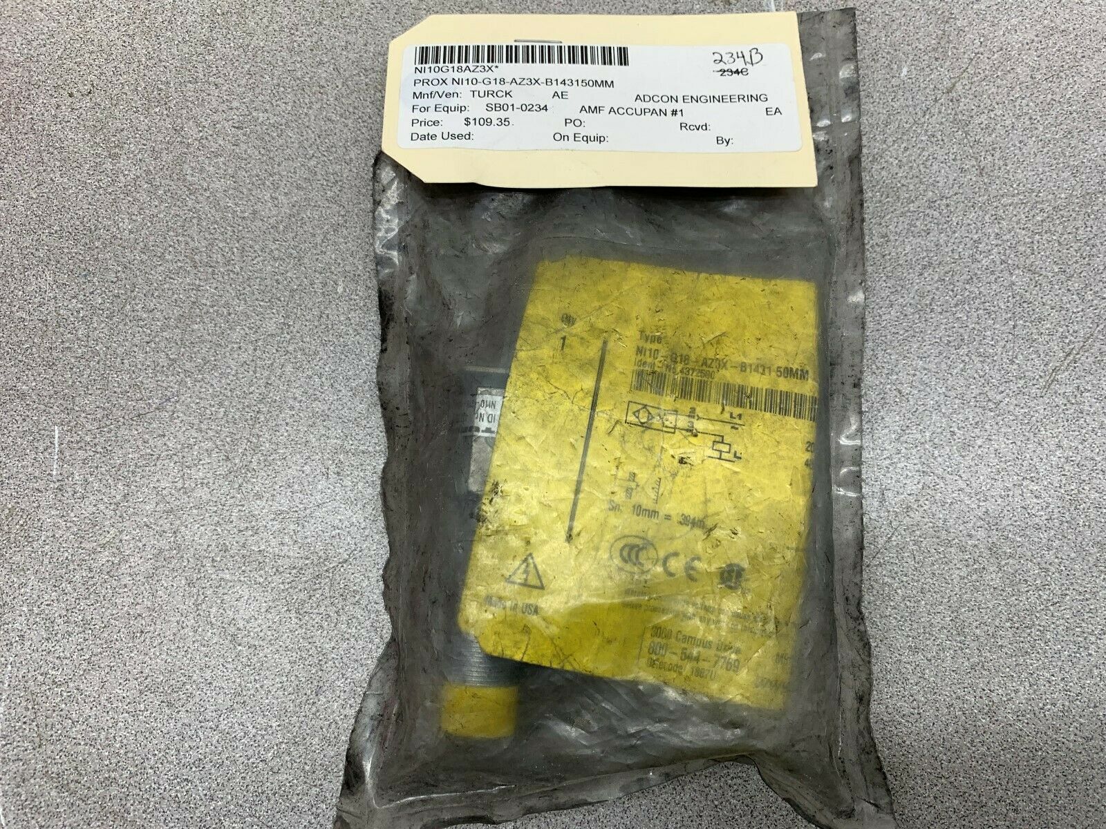 NEW NO BOX TURCK SENSOR NI10-G18-AZ3X-B1431