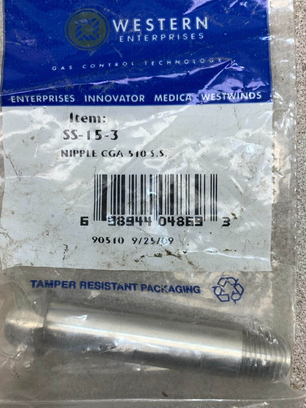 NEW IN PACKAGE WESTERN ENTERPRISES SS-15-3 NIPPLE SS153