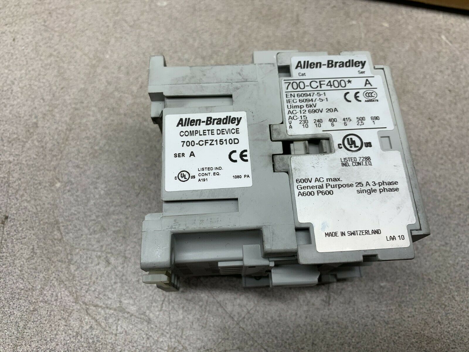 NEW IN BOX ALLEN-BRADLEY CONTROL RELAY 700-CFZ1510D SERIES A