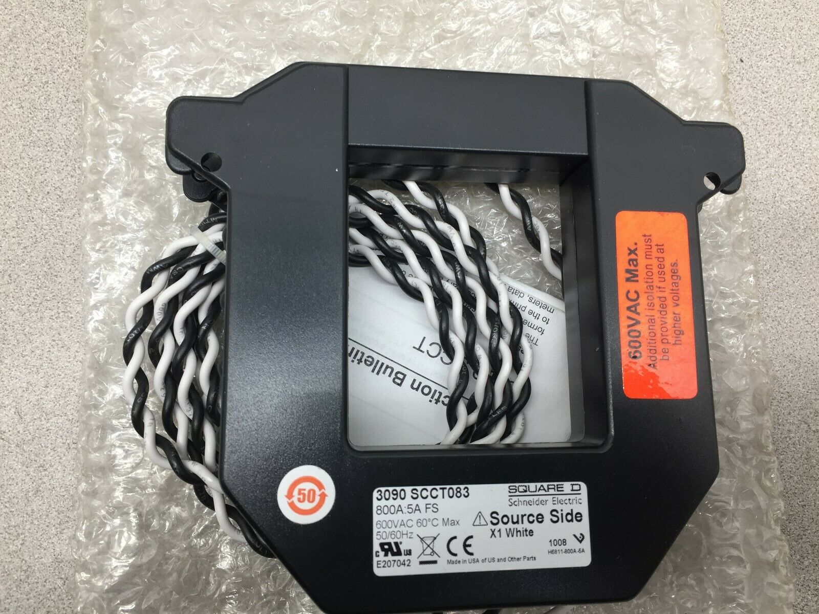NEW NO BOX SQUARE D 800A 600VAC CURRENT TRANSFORMER 3090 SCCTO83