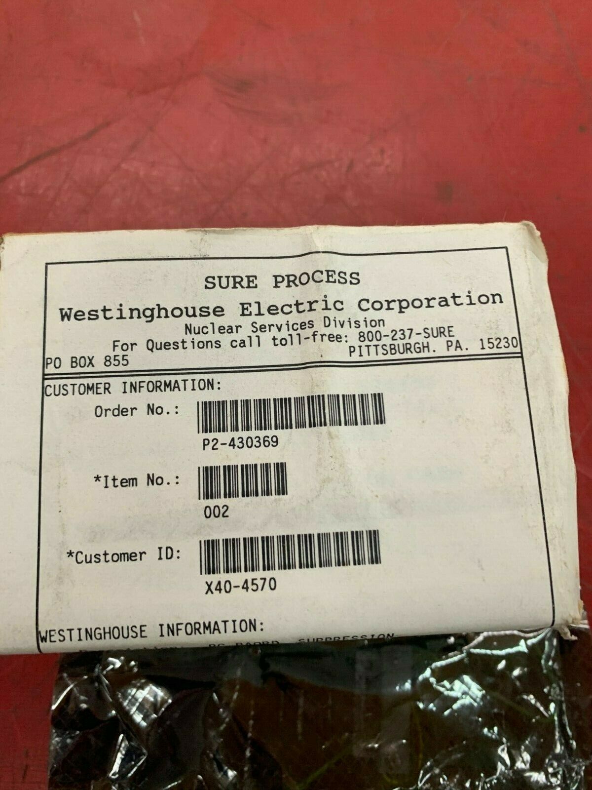 NEW IN BOX WESTINGOHUSE SUPRESSION CARD 178751