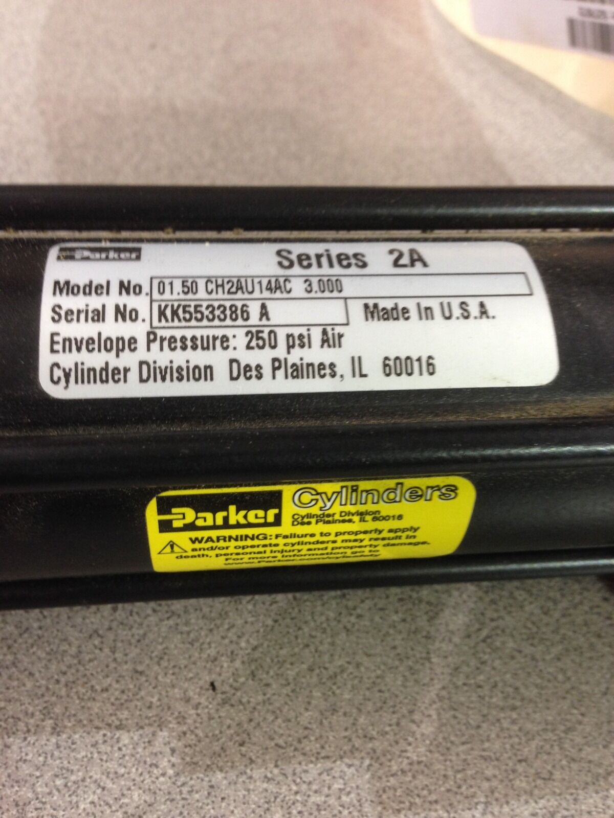 NEW PARKER CYLINDER 01.50 CH2AU14AC 3.000