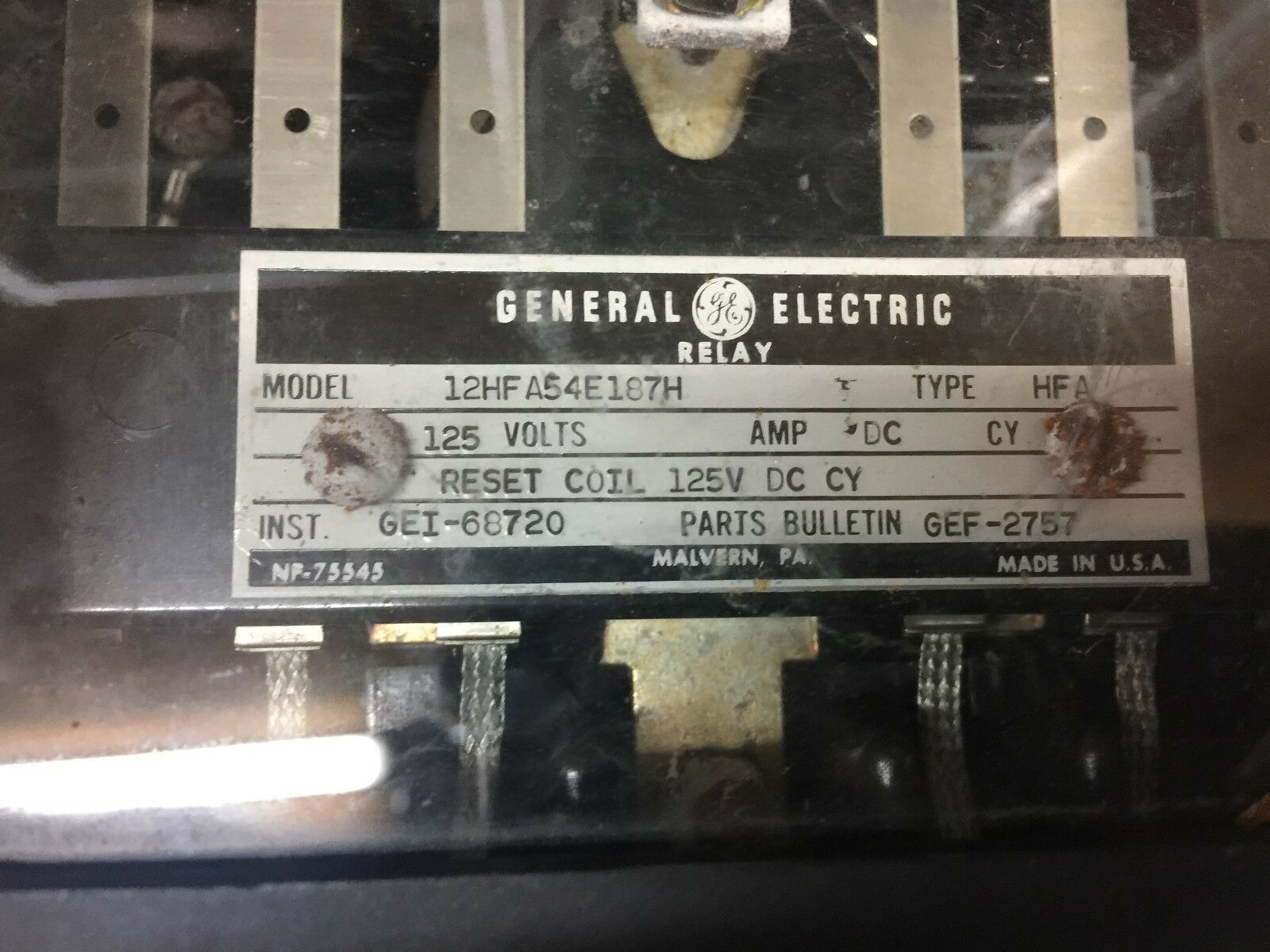 USED GE 125VDC MULTI CONTACT AUXILIARY RELAY 12HFA54E187H