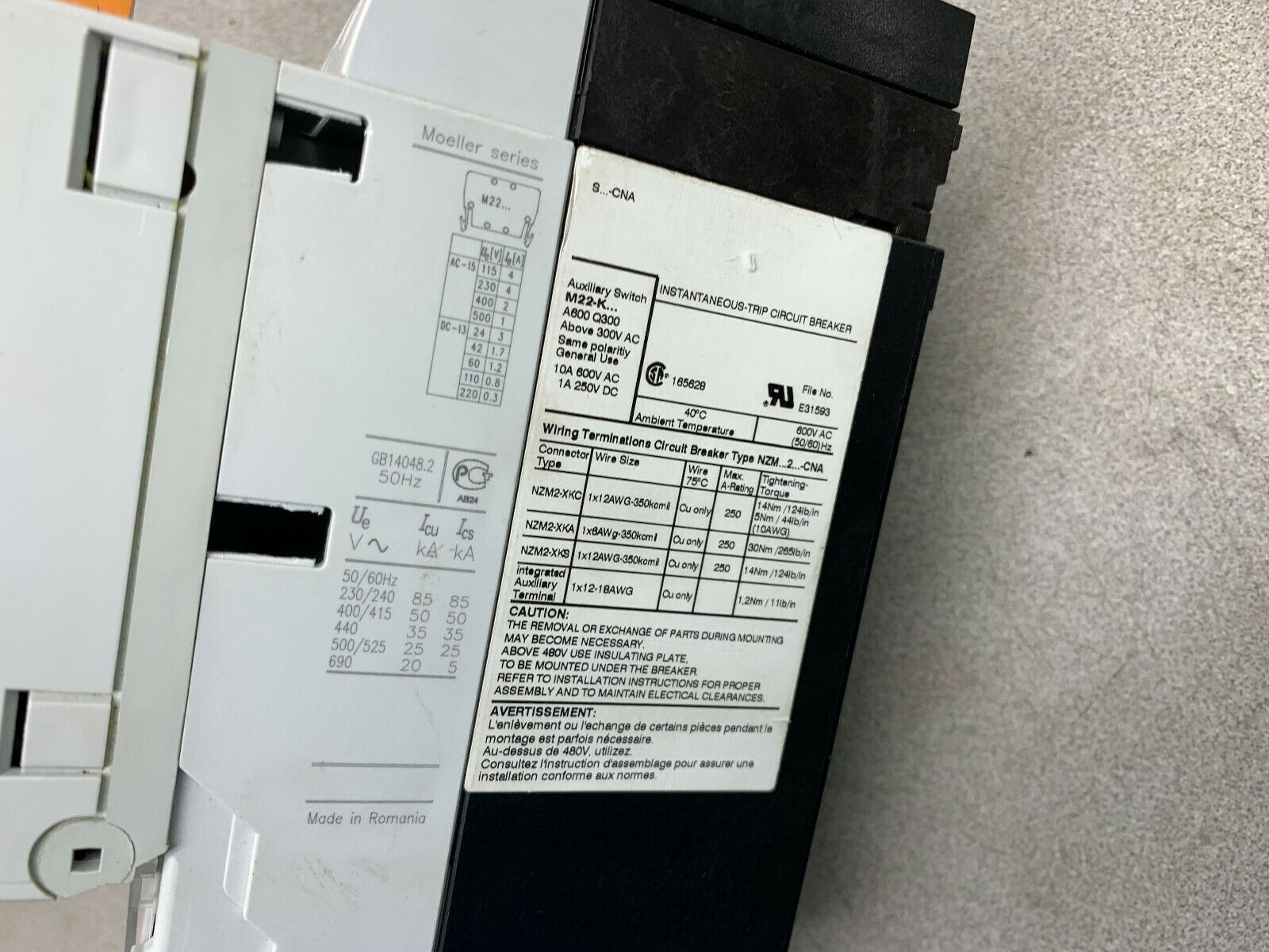 NEW EATON MOELLER 80AMP BREAKER WITH SYNCHRONIZED REMOTE OPERATOR NZM 2-XR