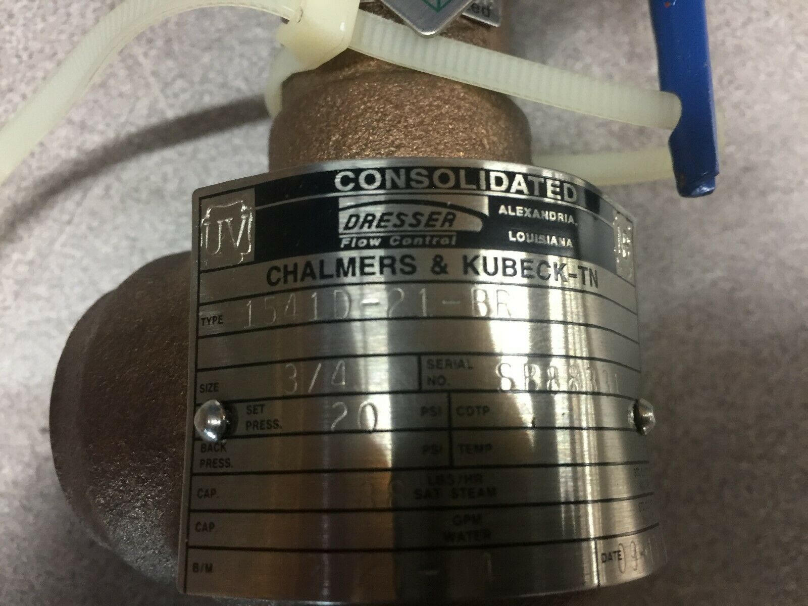 NEW IN BOX CONSOLIDATED 3/4" MNPT 20PSI PRESSURE RELIEF VALVE 1541D-21-BR