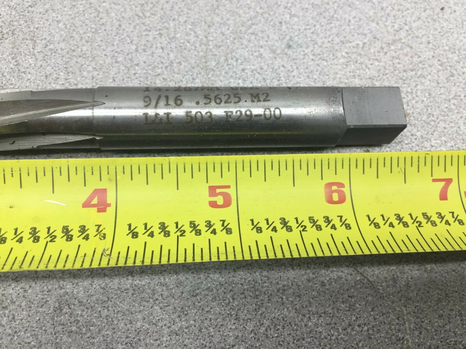 NEW NO BOX L&I 9/16 .5625 M2 14.287 MM HAND REAMER 503 F29-00
