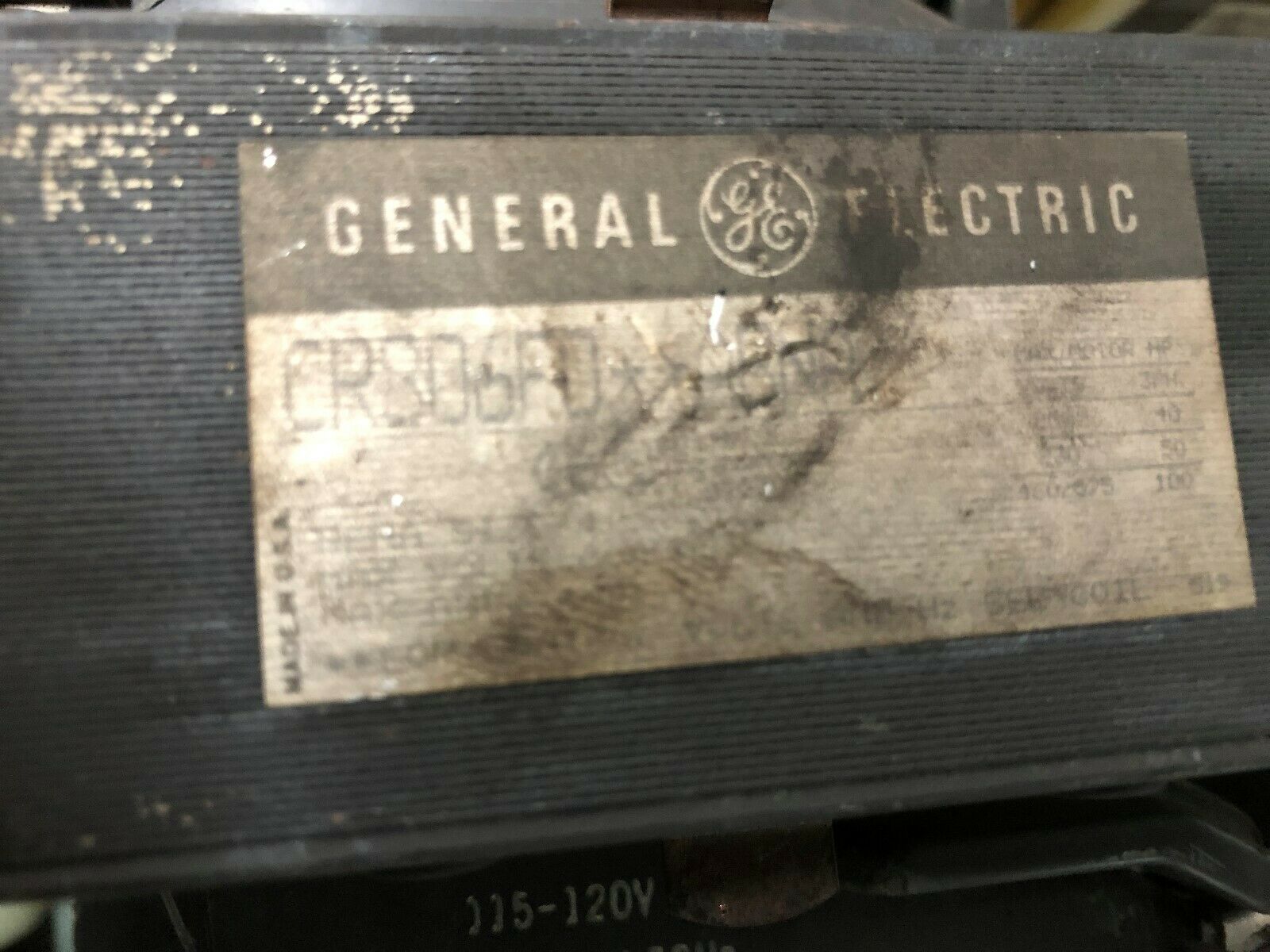 USED GE 8000 FVNR SIZE 4 75 HP 480 VAC 120 VAC COIL 30" MCC BUCKET 596X0830F01 A