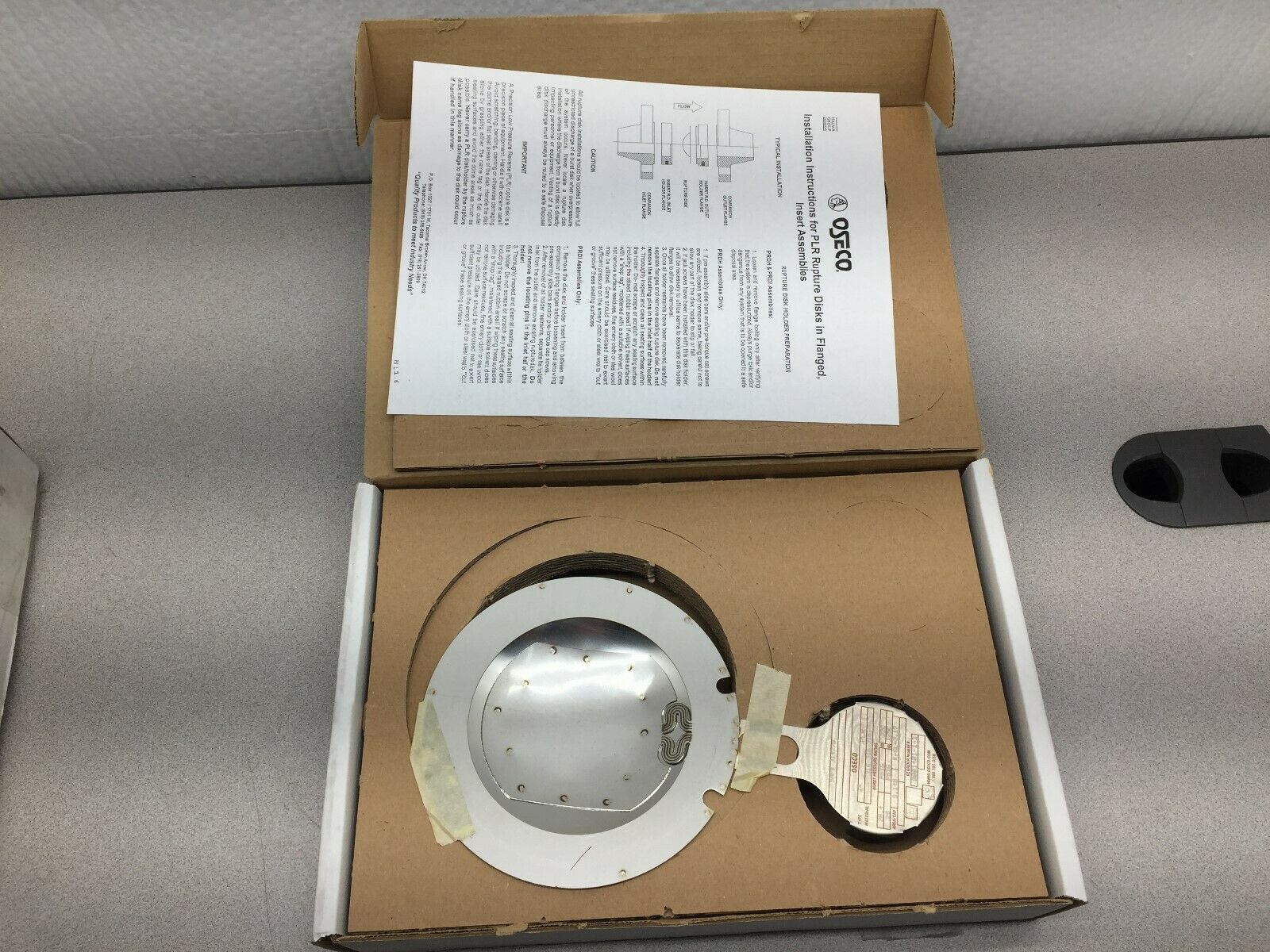 NEW IN BOX OSECO PLR 4" 316SS 26.40PSIG RUPTURE DISK 314778 / 1401-1-1
