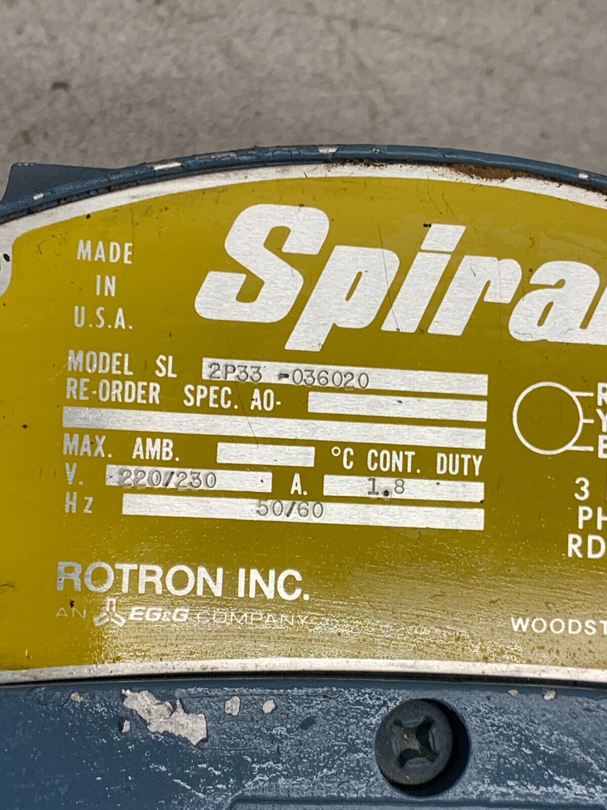 NEW NO BOX ROTRON SPIRAL 220/230V. BLOWER 2P33-036020