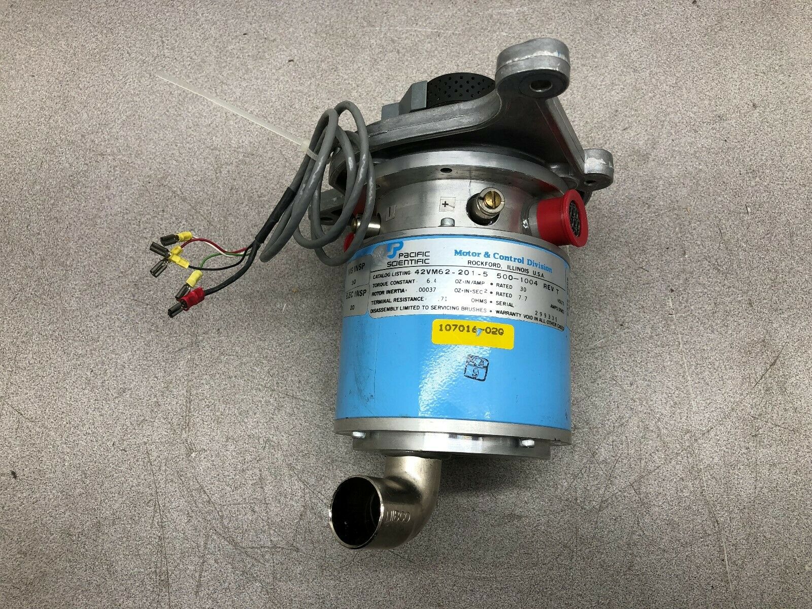 USED PACIFIC SCIENTIFIC 7.7AMP 30 VAC SERVO MOTOR 42VM62-201-5 500-1004 REV T