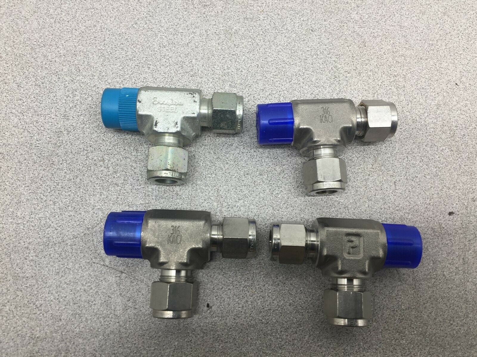 NEW NO BOX (LOT OF 4) SWAGELOK/PARKER MIXED 3/8 TUBE X 3/8 MNPT X 3/8 TUBE SS-6