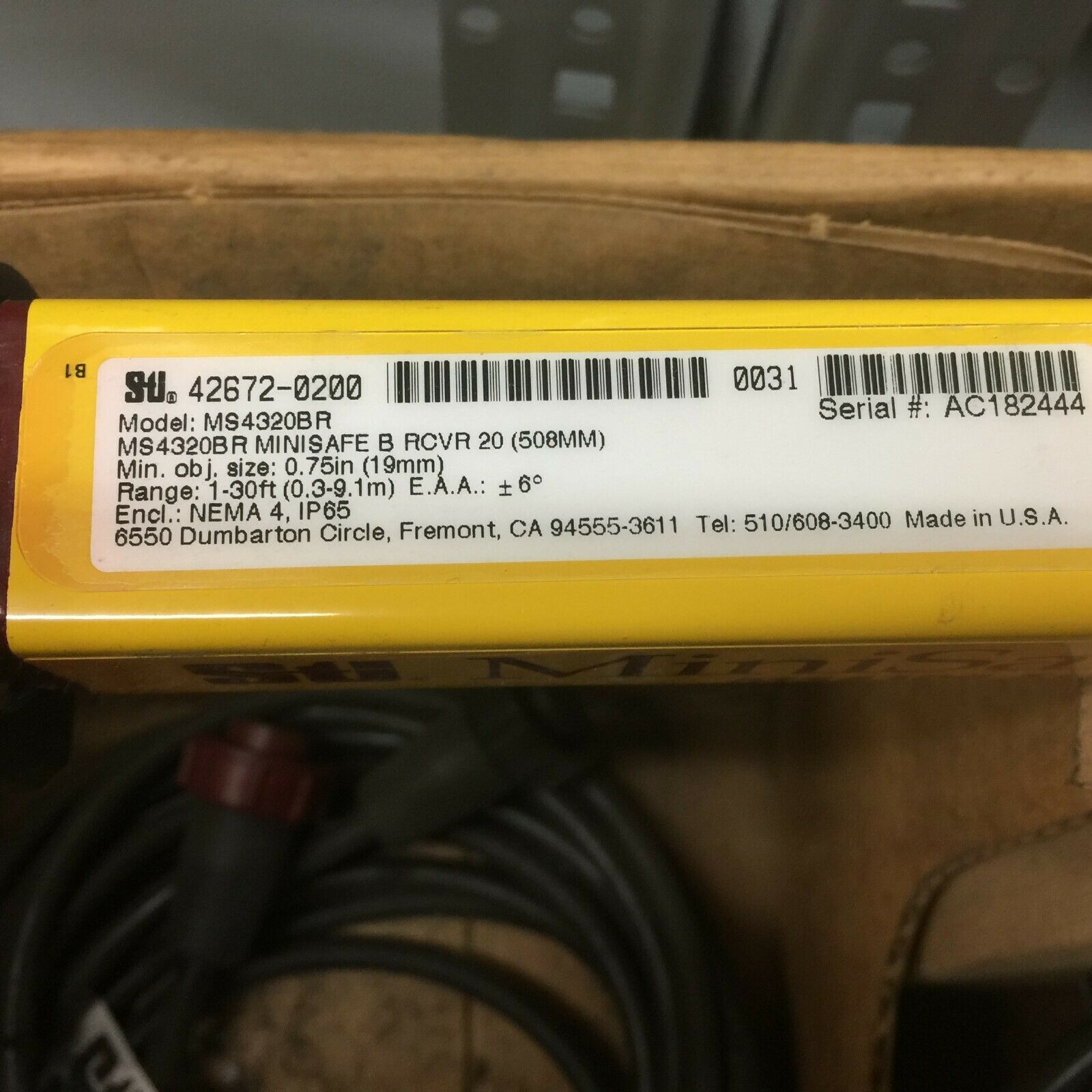 NEW IN BOX STI MINISAFE 20" LIGHT CURTAIN ASSY (EMMITTER / RECEIVER / CONTROLLER