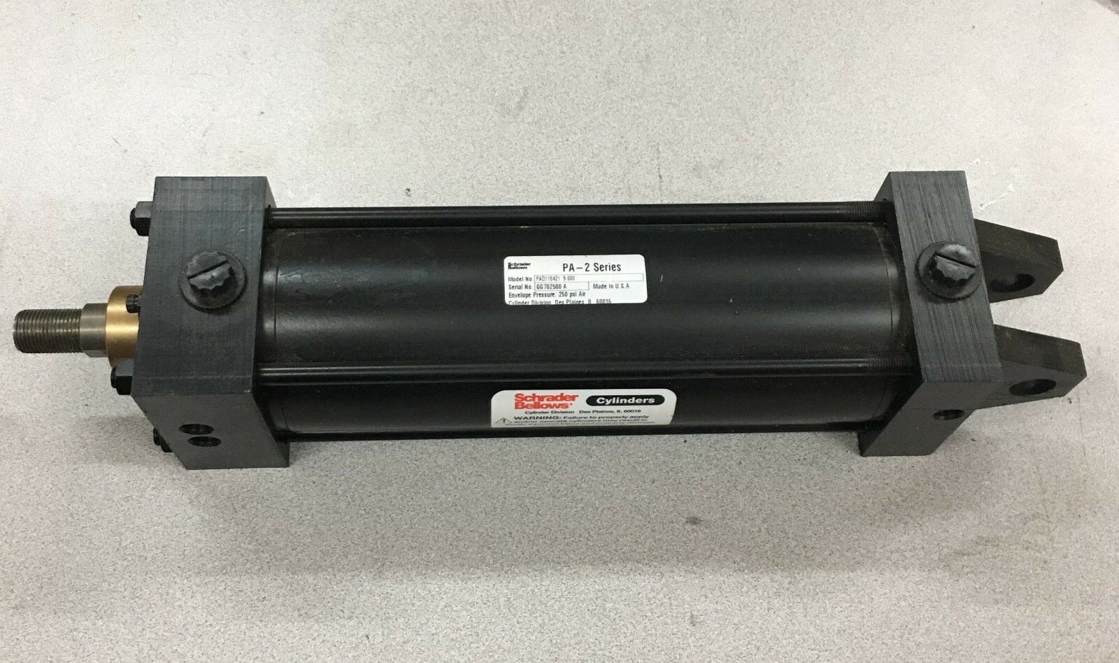 NEW NO BOX SCHRADER BELLOWS PA-2 SERIES CYLINDER PAD118421 9.000