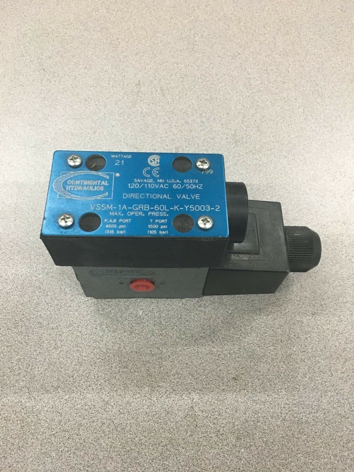 NEW NO BOX CONTINENTAL HYDRAULICS DIRECTIONAL VALVE VS5M-1A-GRB-60L-K-Y5003-2