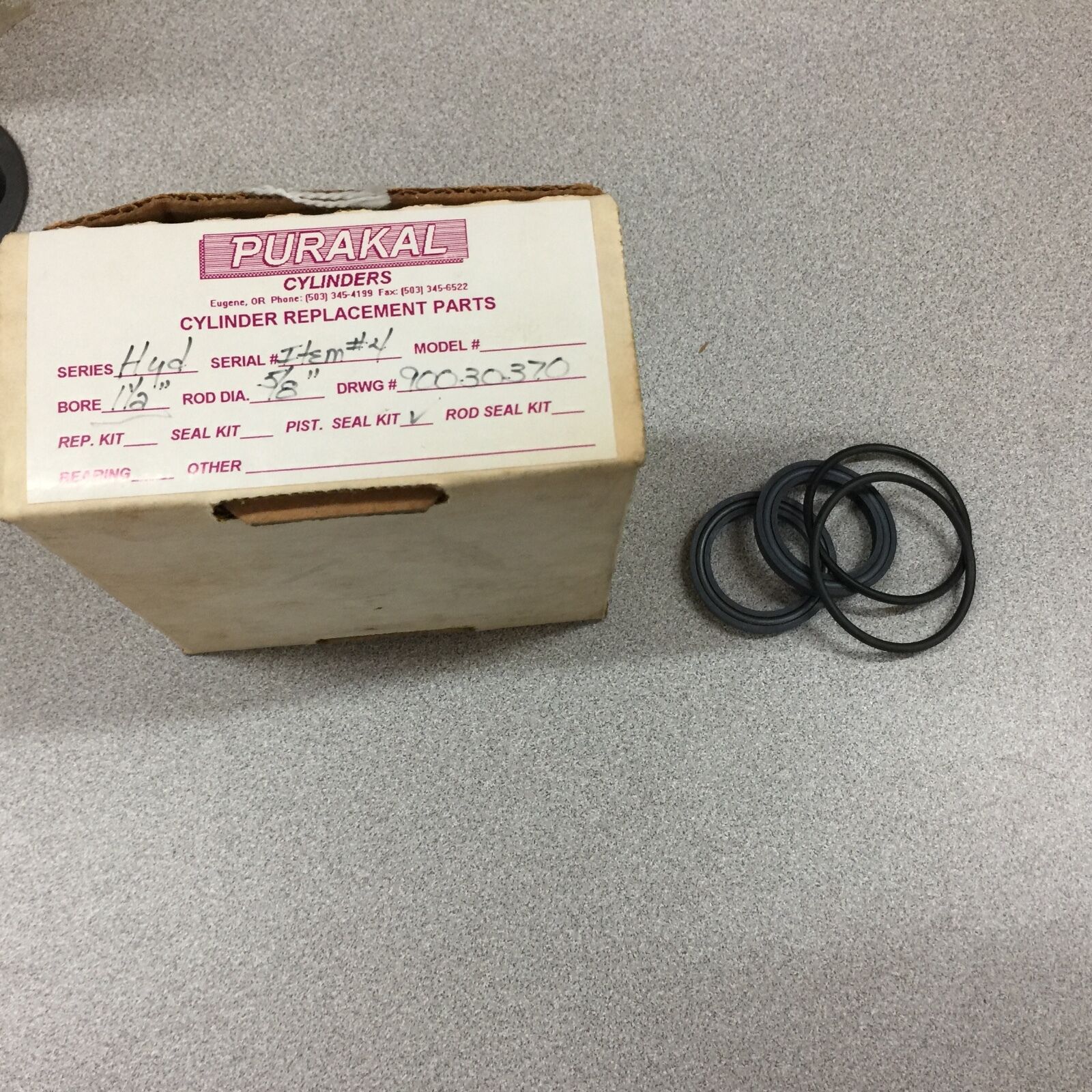 NEW IN BOX PURAKAL PISTON CYLINDER SEAL KIT 1.5" BORE 5/8" ROD DIAM.