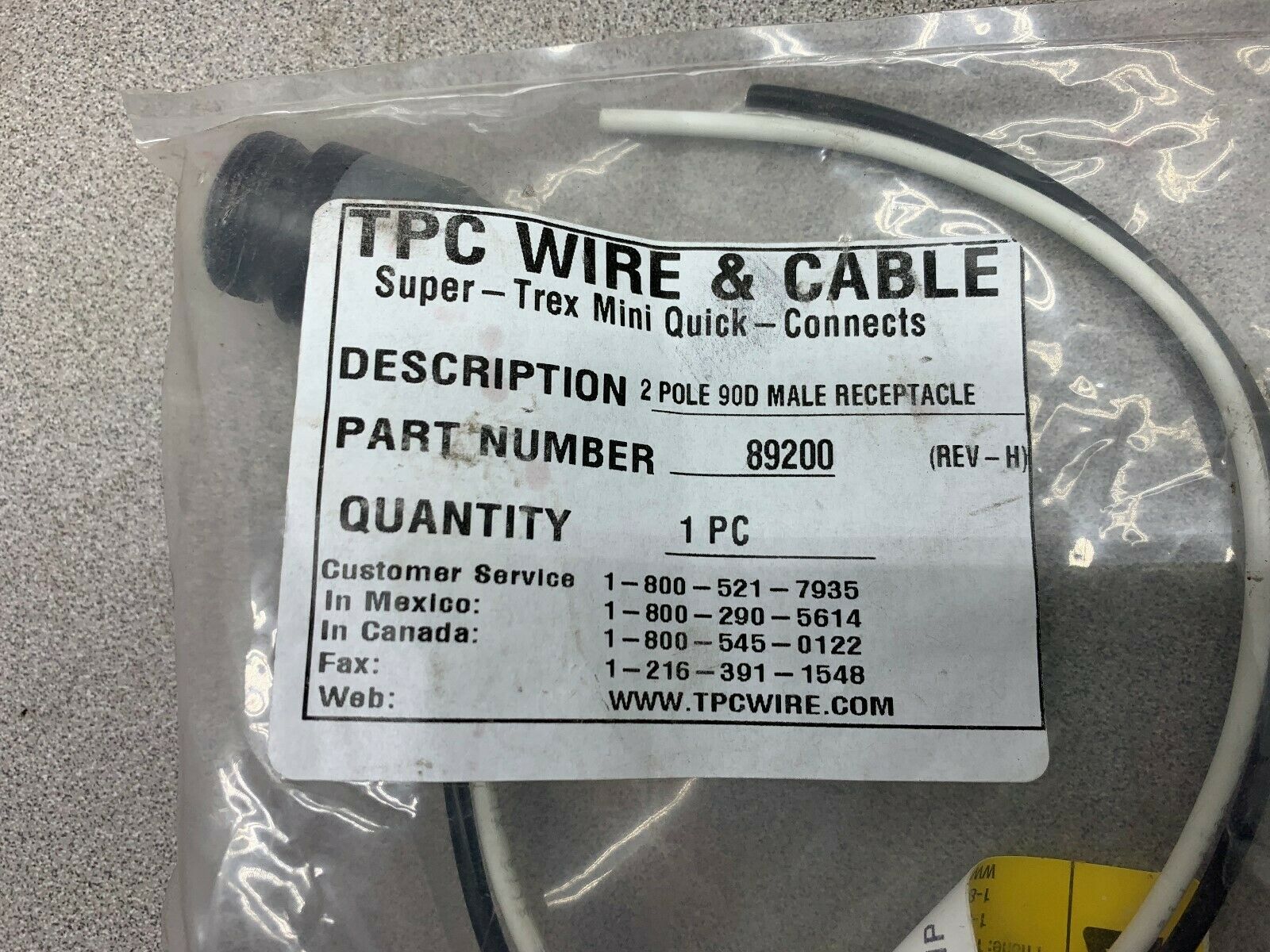 NEW NO BOX TPC WIRE AND CABLE 89200