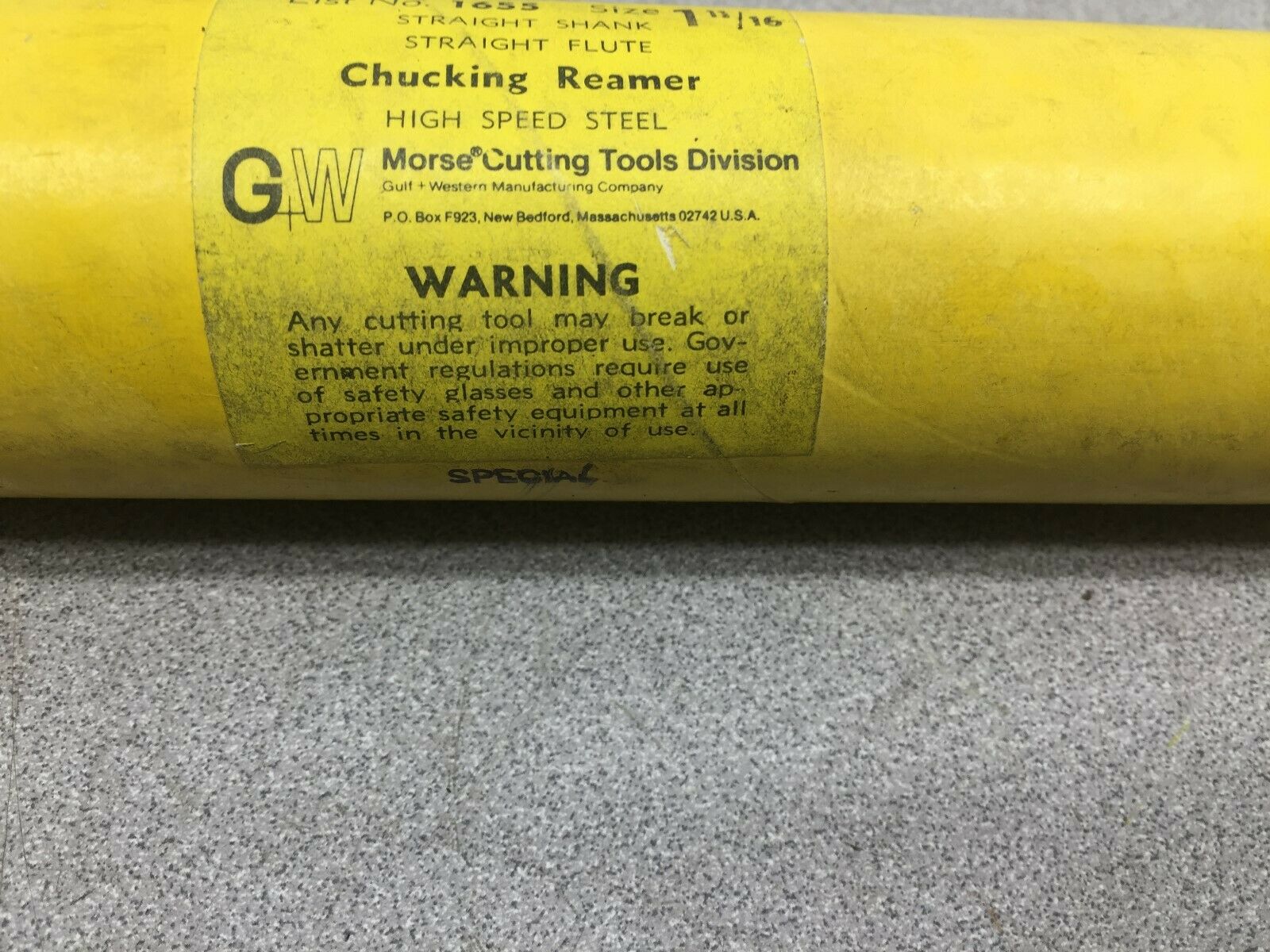 NEW IN BOX MORSE 1 11/16 HSS CHUCKING REAMER 1655