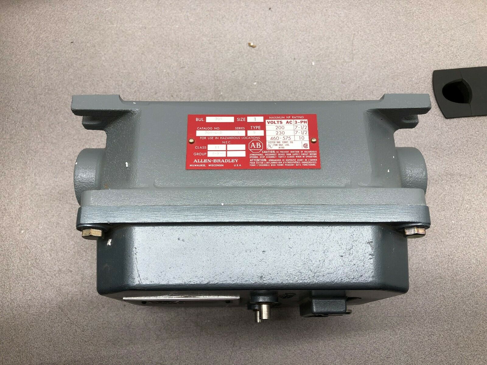 NEW IN BOX ALLEN BRADLEY 709 SIZE 1 3 PH 120 VAC COIL ARCOSS THE LINE STARTER 70