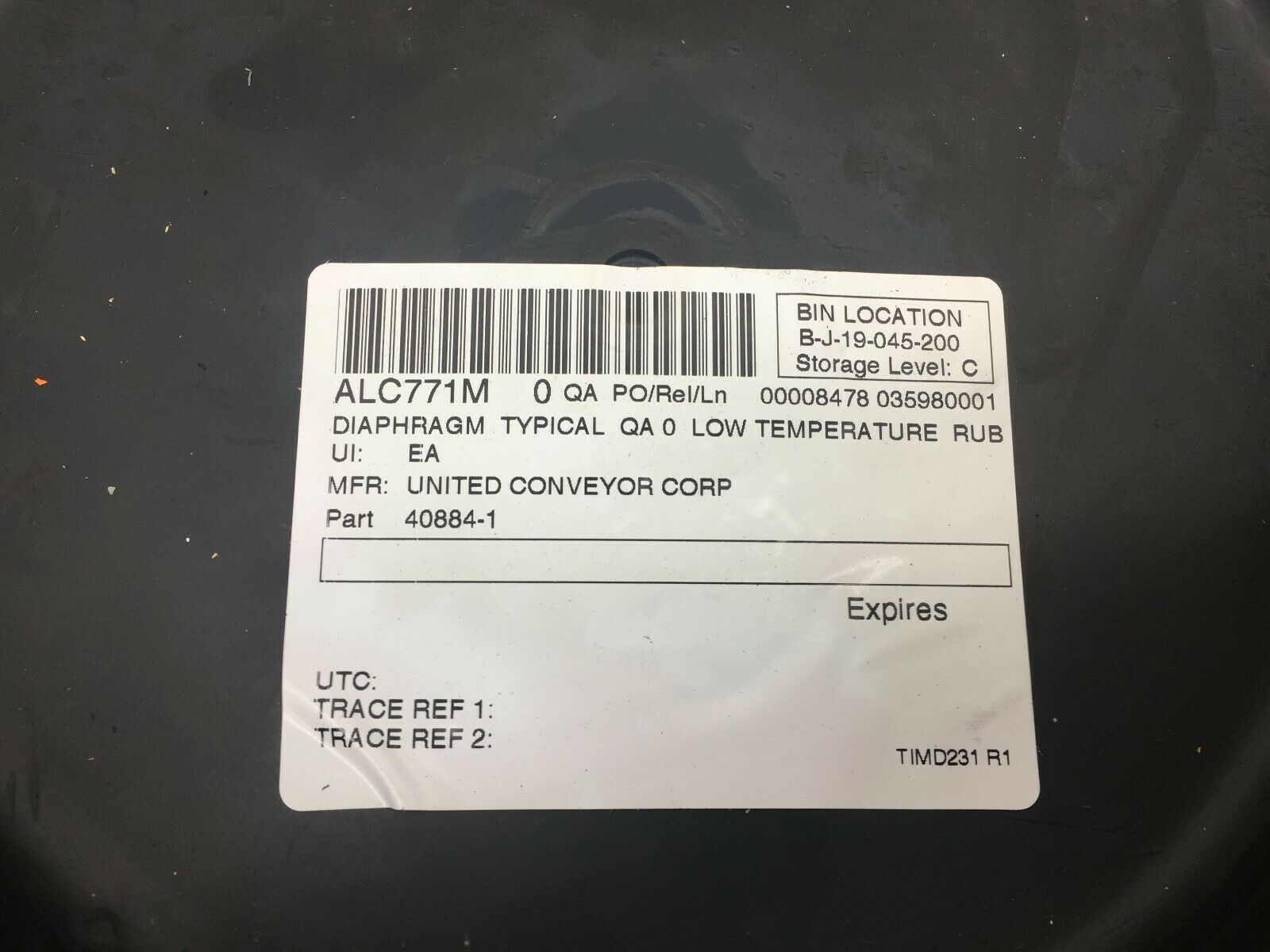 NEW NO BOX (LOT OF 4) UNITED CONVEYOR LOW TEMP RUBBER DIAPHRAGM 40884-1
