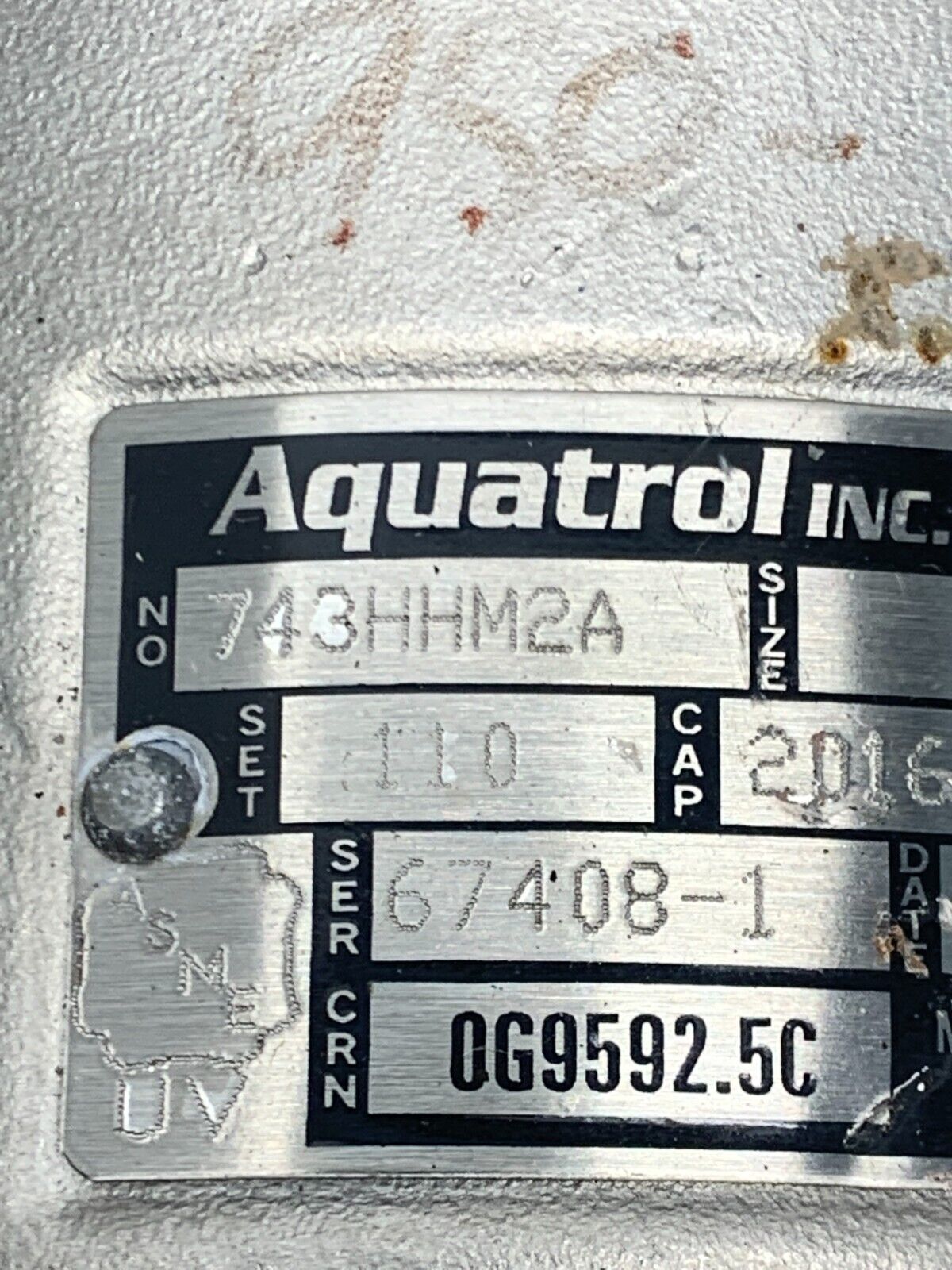 NEW NO BOX AQUATROL 1.5 X 2.5" SAFETY RELIEF VALVE 110 SET PRESSURE 743HHM2A