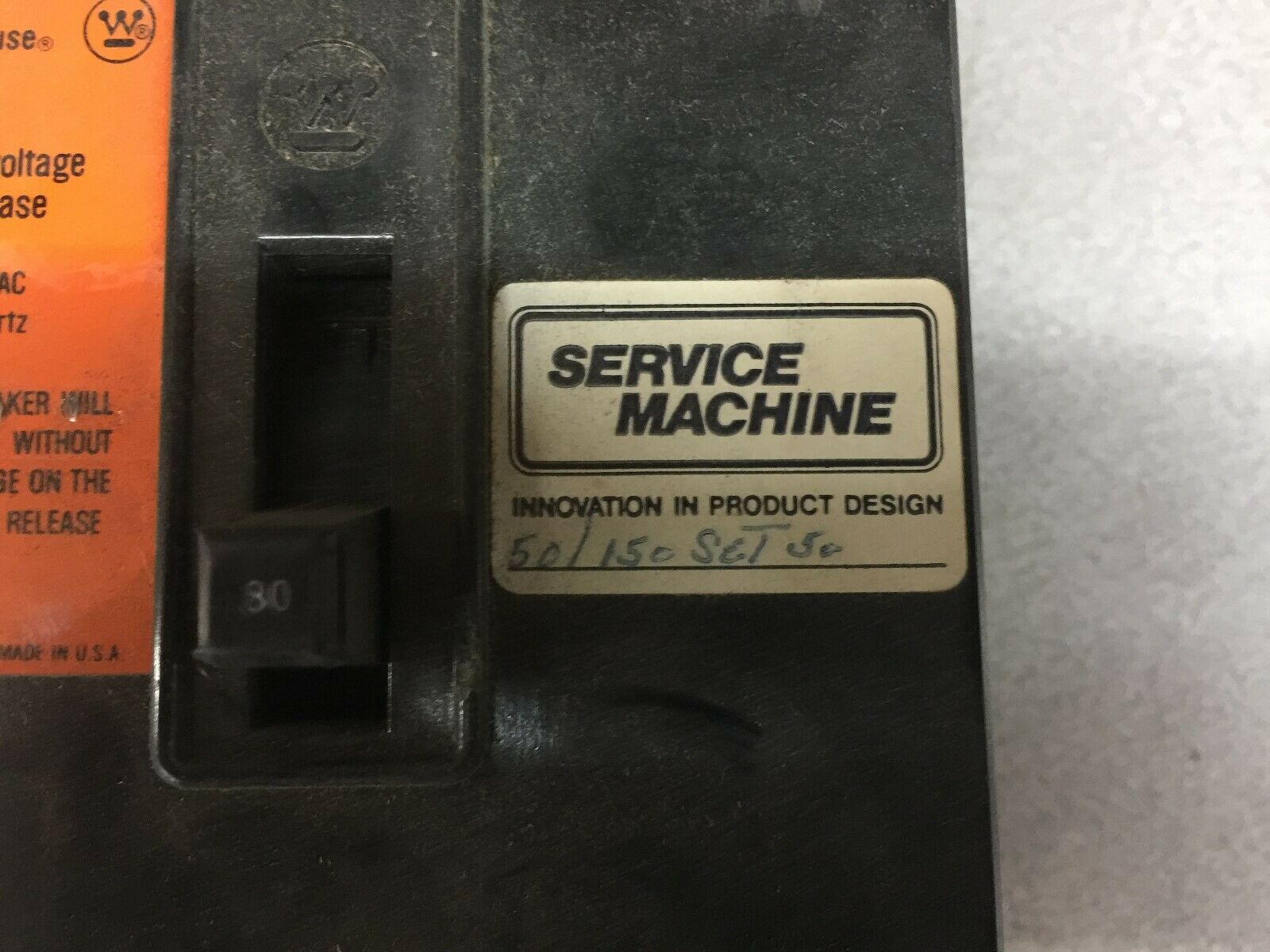 USED REMANUFACTURED WESTINGHOUSE 30 AMP 3 POLE 600 VAC 120 VAC UVR 50-150 TRIP 1