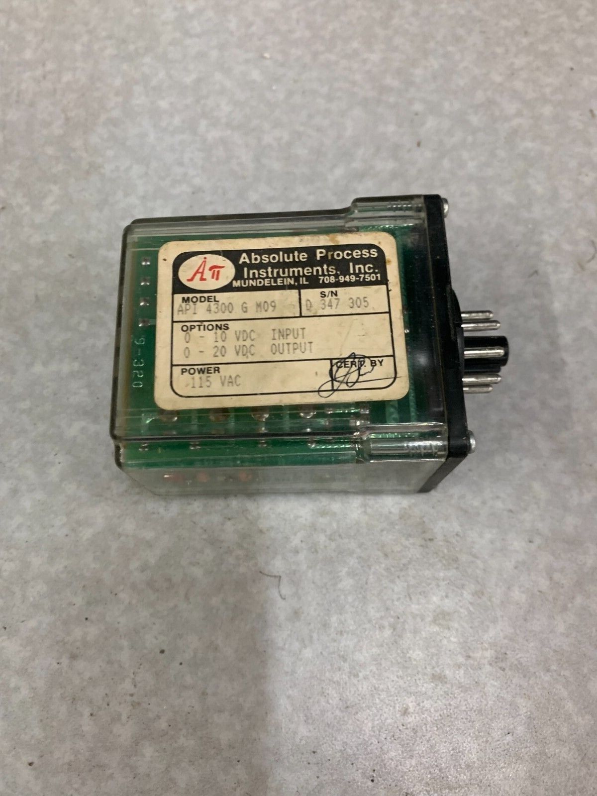 USED ABSOLUTE PROCESS INSTRUMENTS ISOLATED SIGNAL CONDITIONER API 4300 G M09