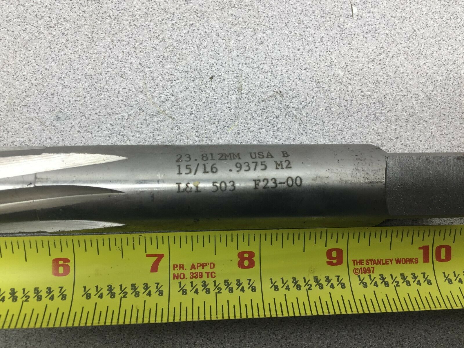 NEW NO BOX L&I 15/16 .9375 23.812MM HAND REAMER 503 F23-00