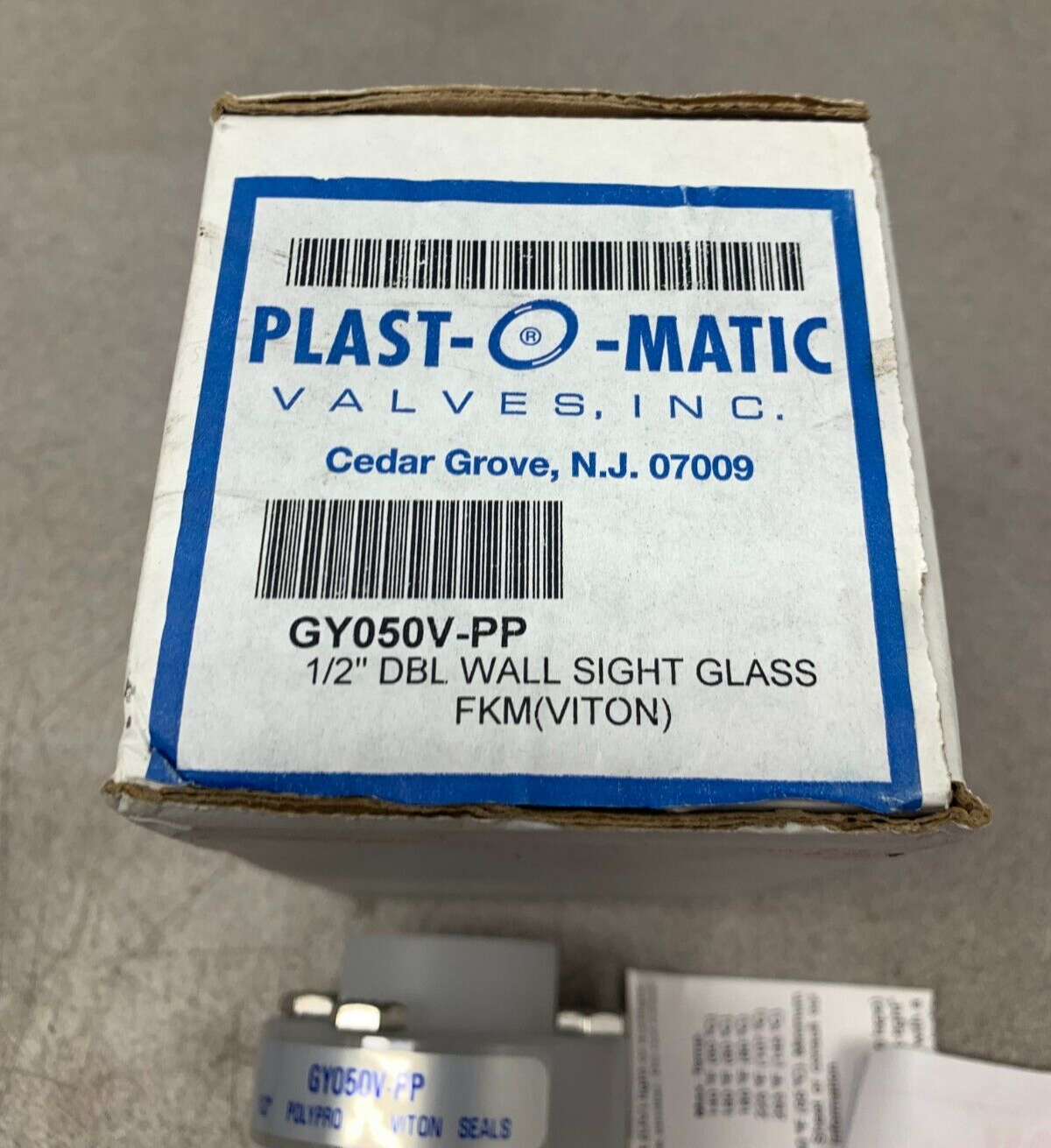 NEW IN BOX PLAST-O-MATIC 1/2" DOUBLE WALL SIGHT GLASS GY050V-PP
