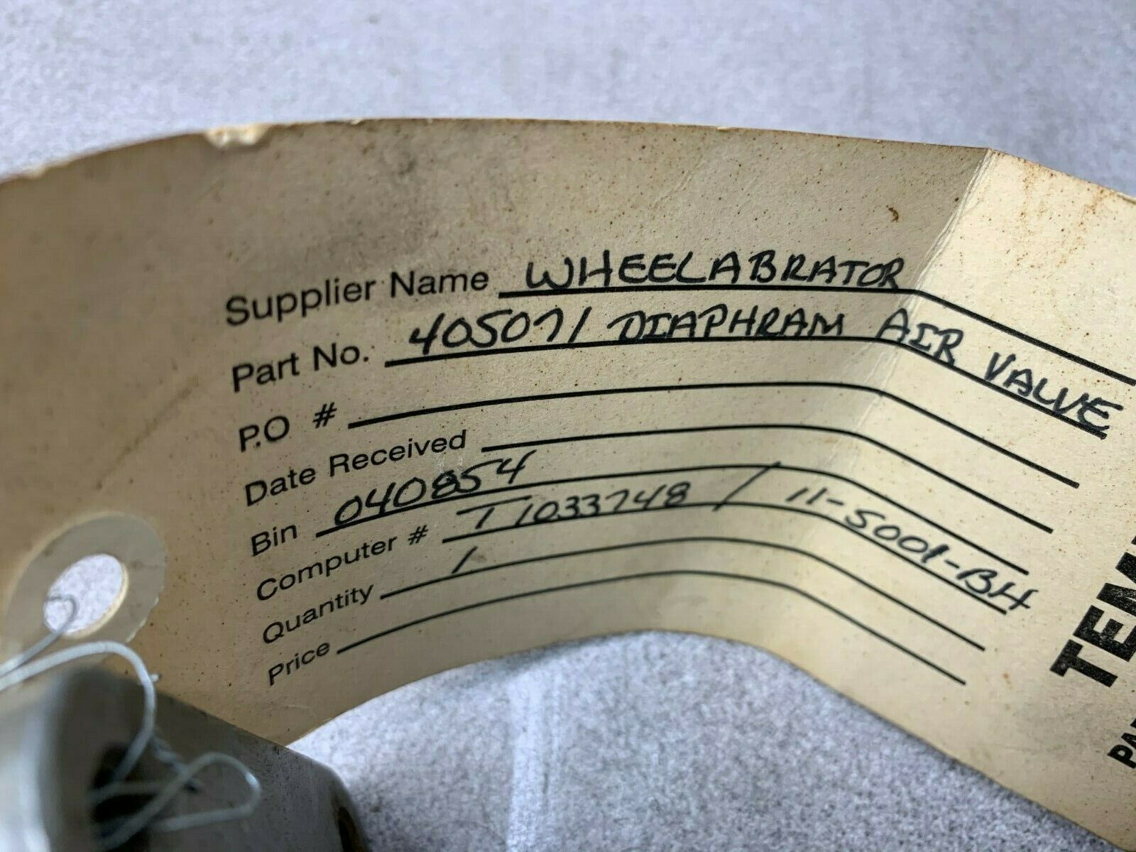 NEW NO BOX WHEELABRATOR AIR VALVE 405071