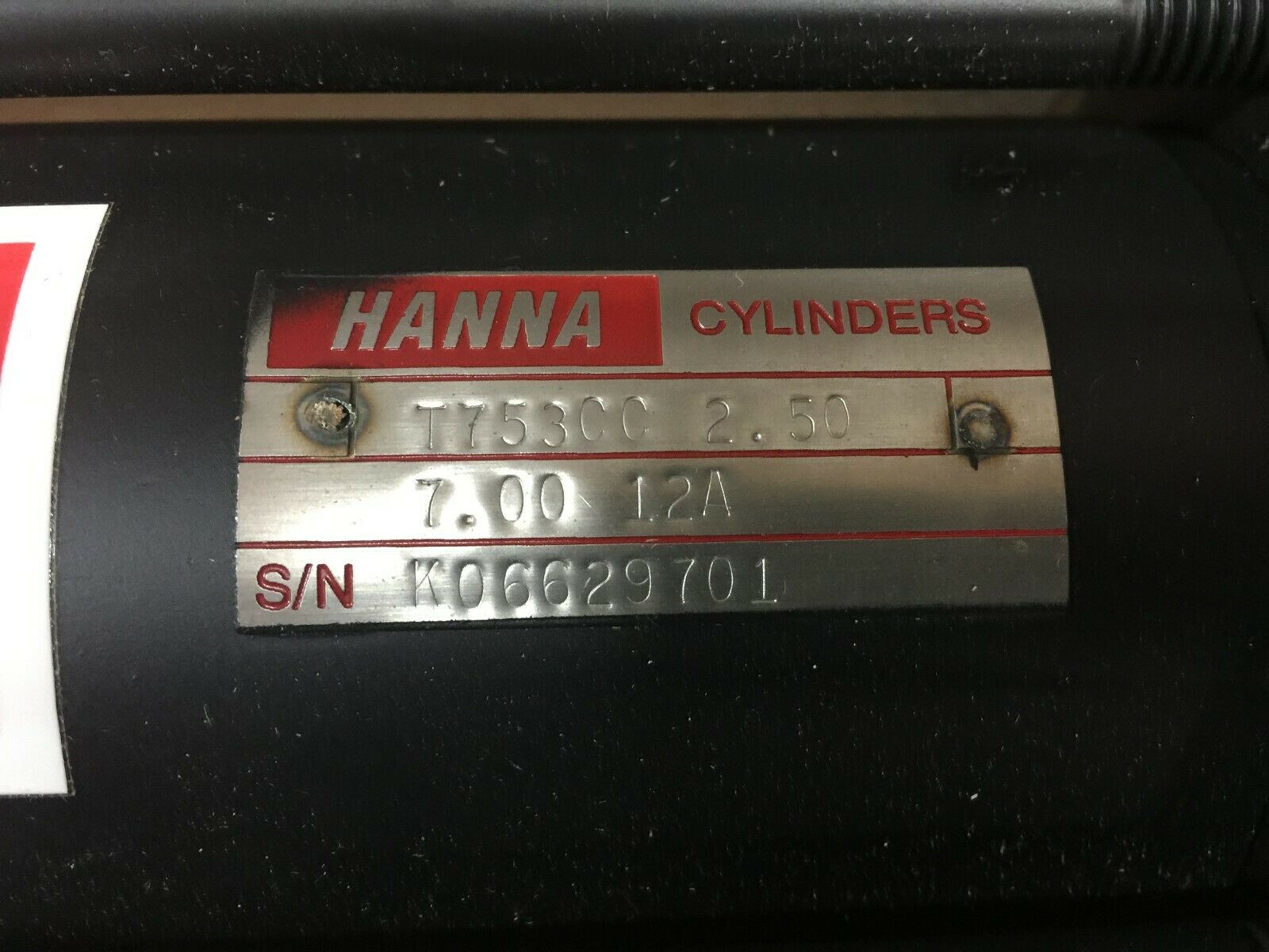 NEW IN BOX HANNA 2.5BORE 7" STROKE HYDRAULIC CYLINDER T753CC 2.50 7.00 12A