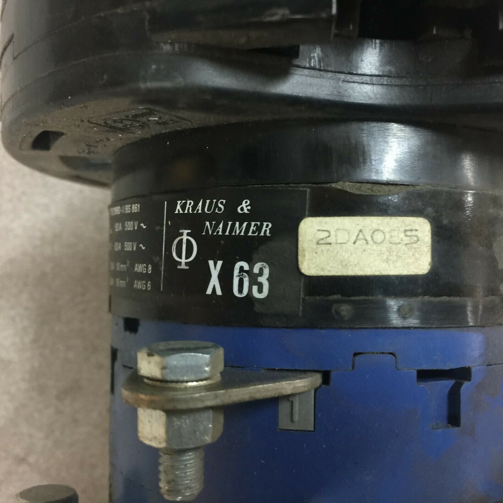 NEW NO BOX KRAUS & NAIMER X63 600VAC 63AMP ROTARY SWITCH X63 2DA085