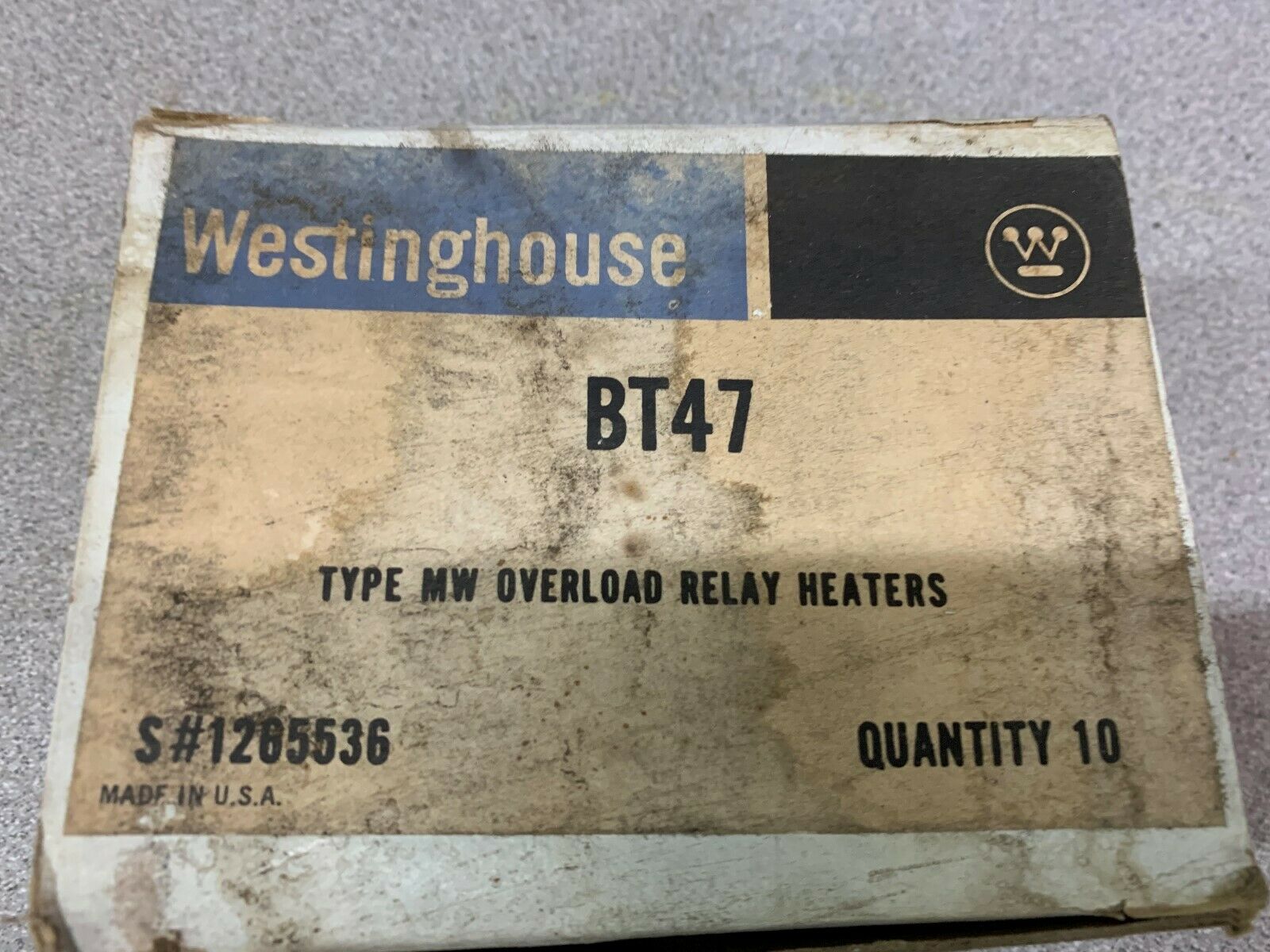 BOX OF 10 NEW IN BOX WESTING HOUSE 1285536 RELAY HEATERS BT47