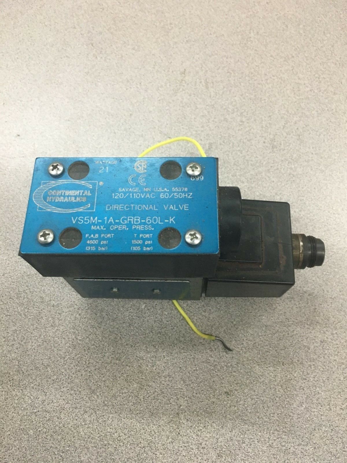 NEW NO BOX CONTINENTAL HYDRAULICS DIRECTIONAL VALVE VS5M-1A-GRB-60L-K