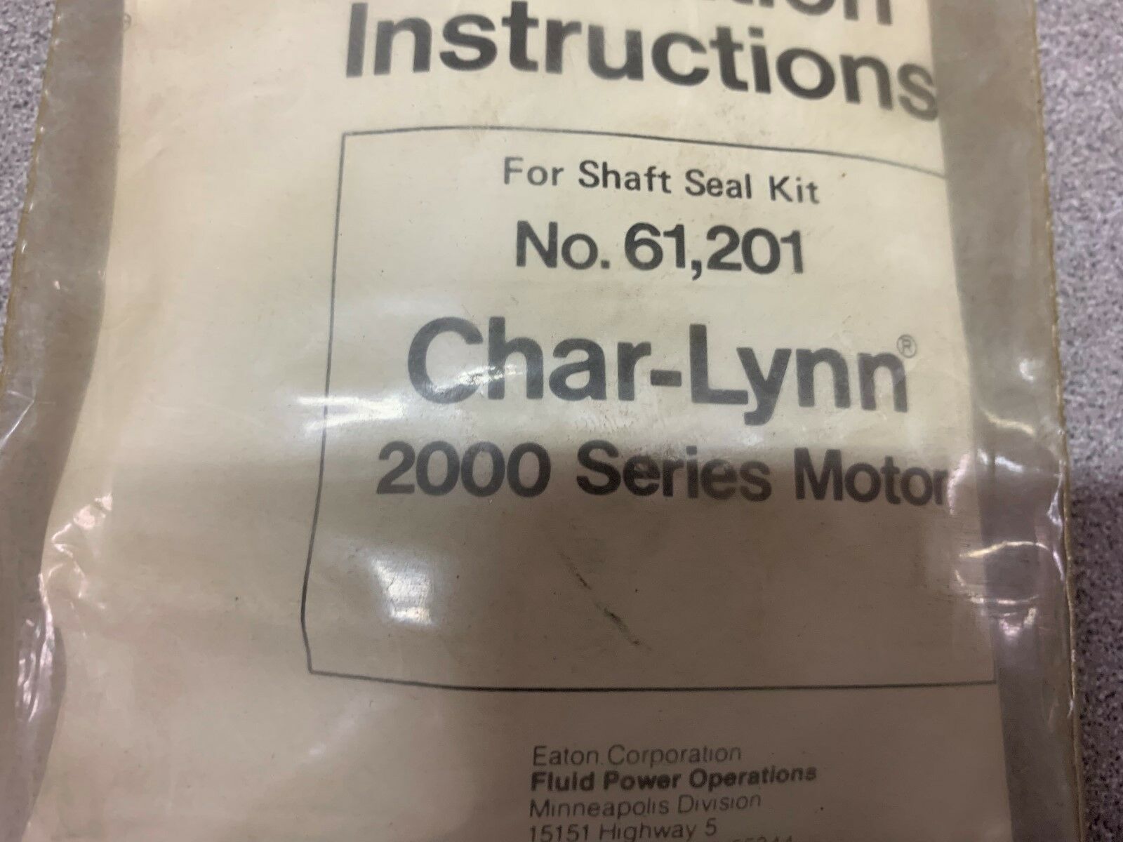 NEW NO BOX CHAR-LYNN SHAFT SEAL KIT 61,201