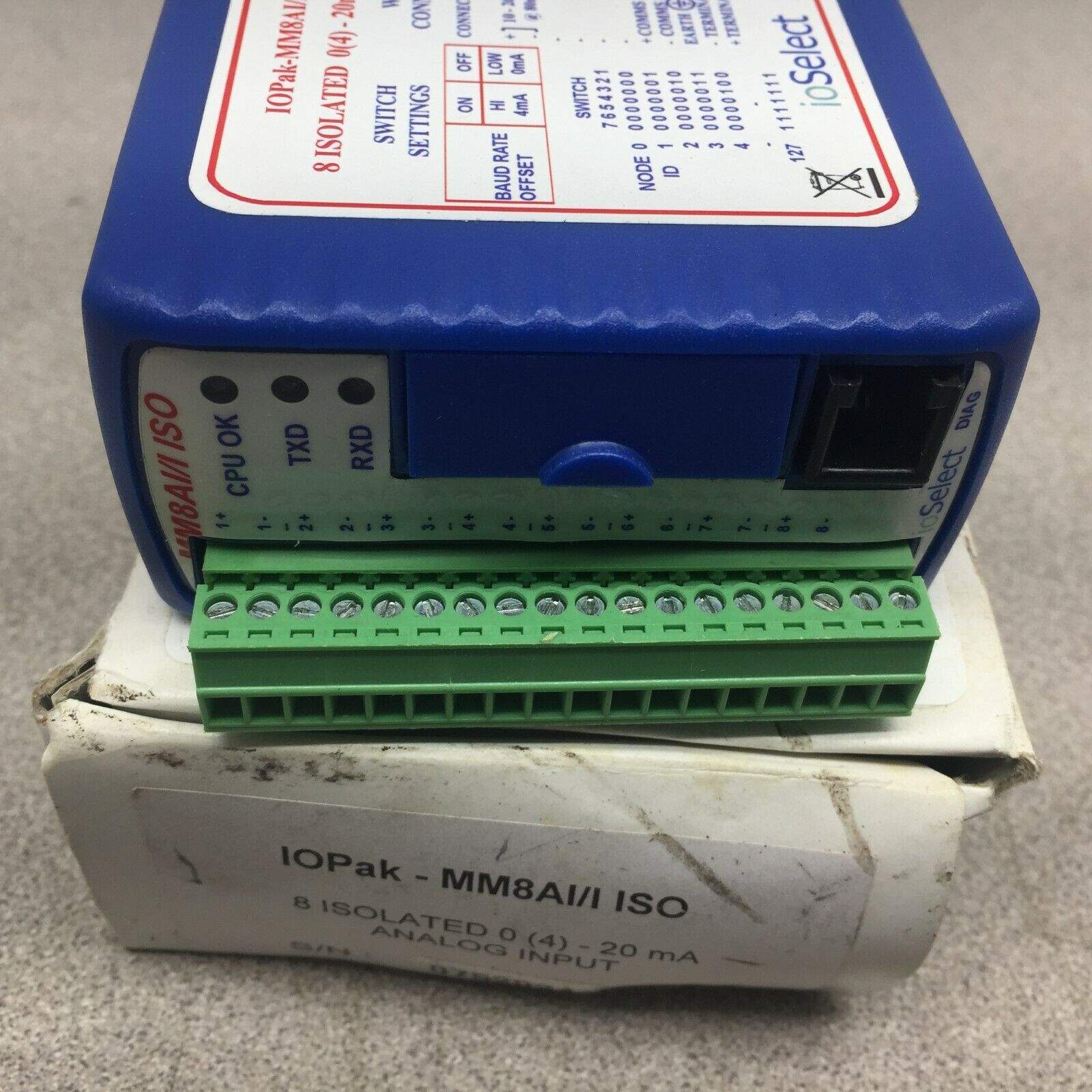 NEW IN BOX SOLAR 8 ISOLATED 4-20MA INPUTS MODULE IOPKMM8AI-ISO