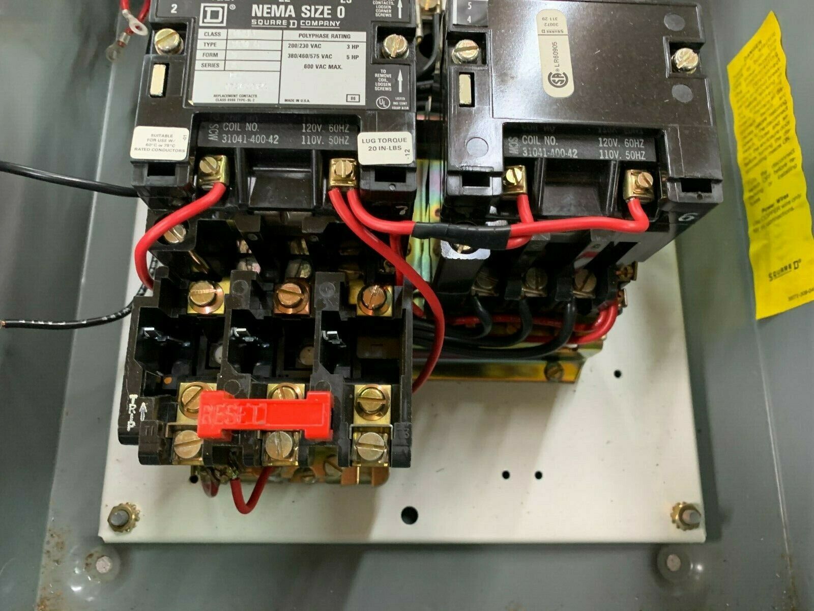 NEW SQUARE D SIZE 0 COMBINATION STARTER 8738 SBG13 FORM FF4T WITH 8736 SBO4